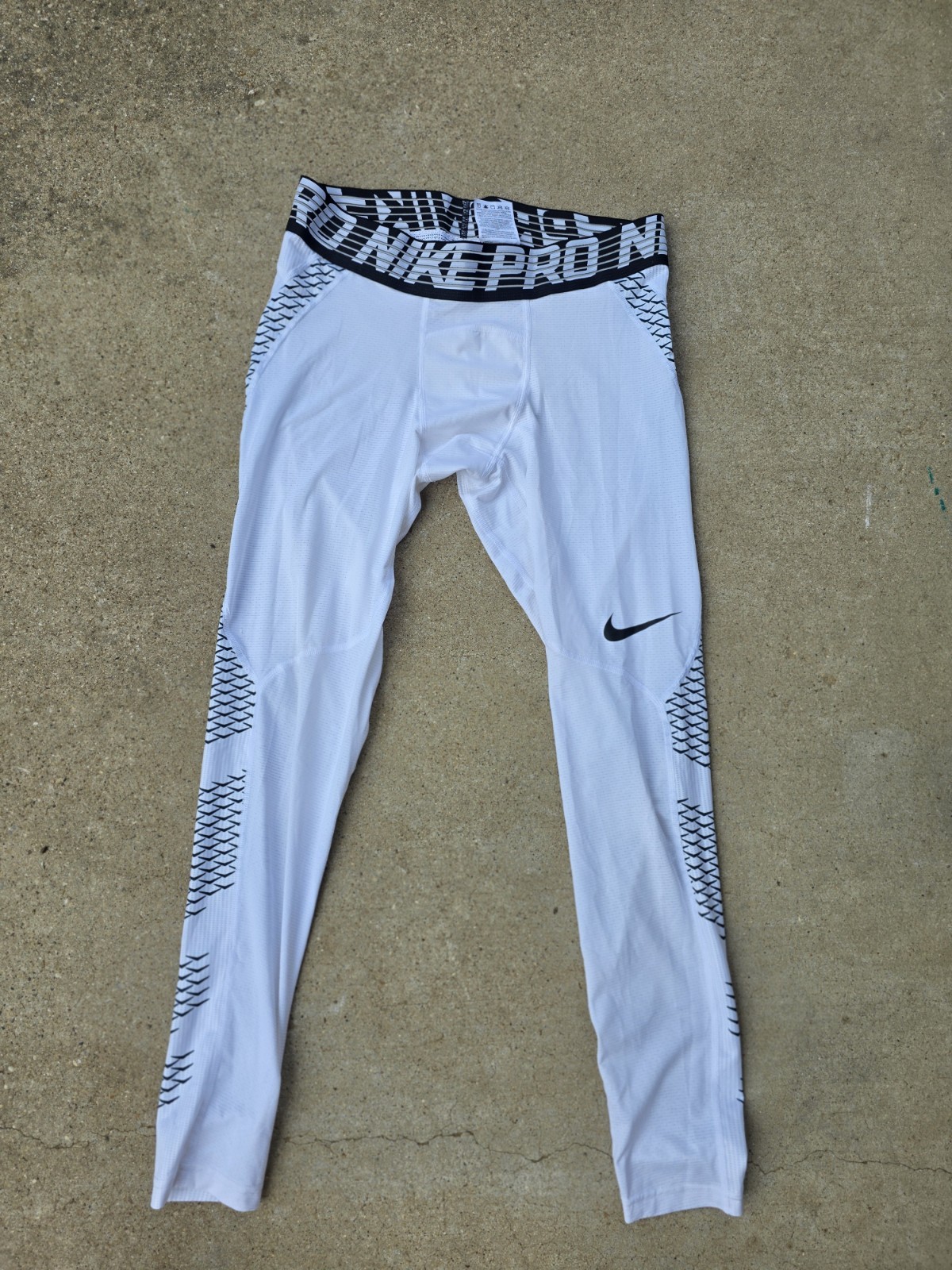Nike Pro White Compression Base Layer Pants Men's Size L 932407-100
