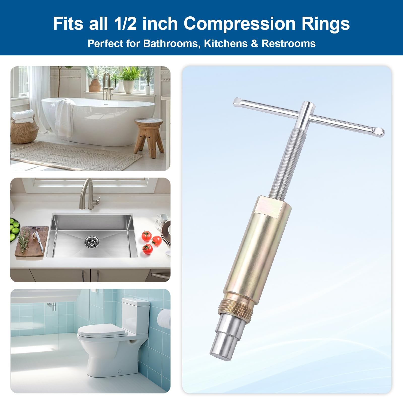 Compression Sleeve Puller Tool for 1/2 Inch Copper Pipe - Colored zinc