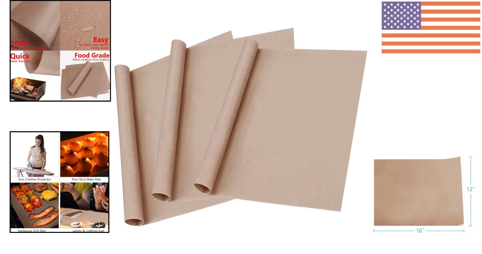 Versatile 12x16" PTFE Sheets for Heat Press - 3 Pack Non-Stick Solution