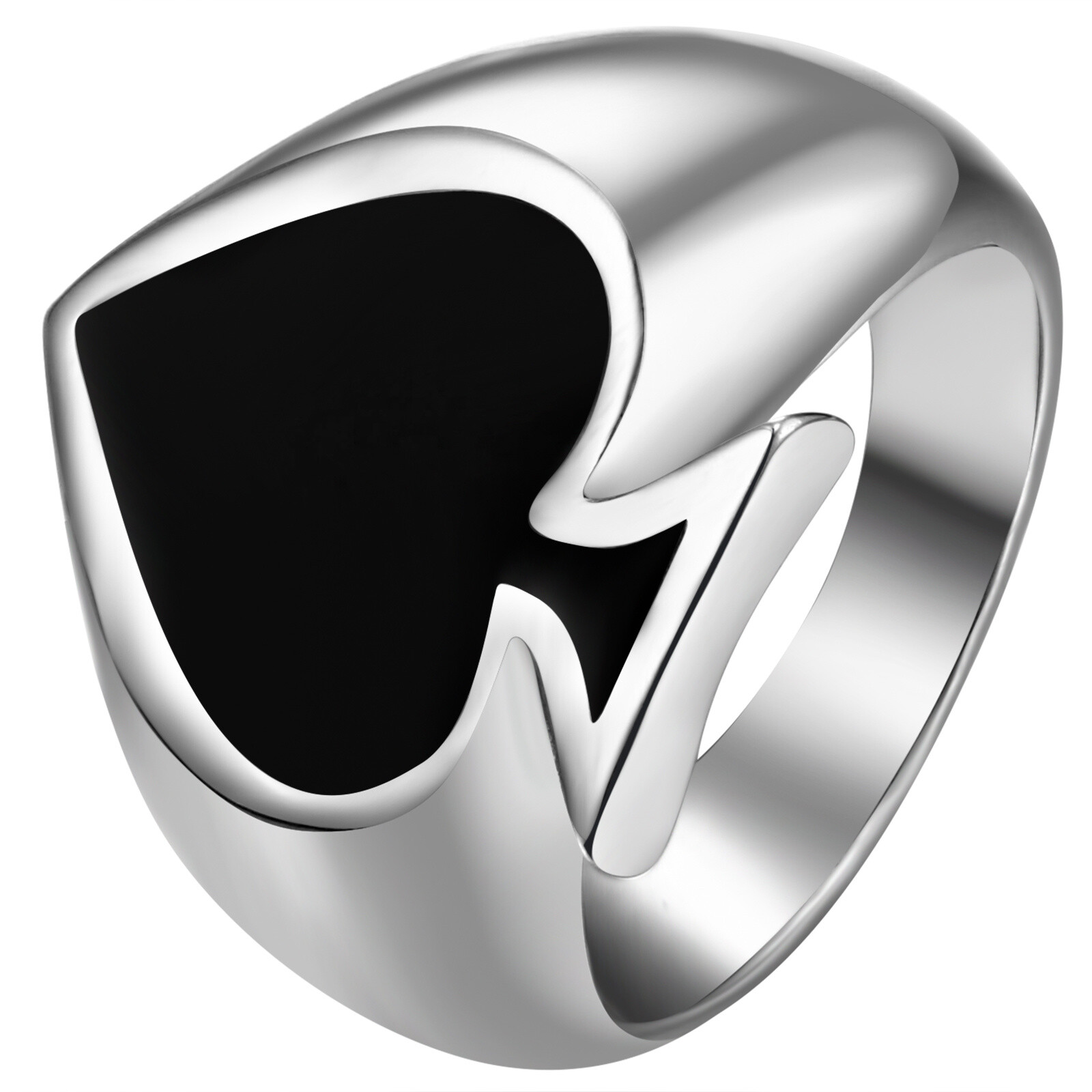 Mens Glossy Ace of Spades Poker Heart Stainless Steel Biker Lucky Ring Band Gift