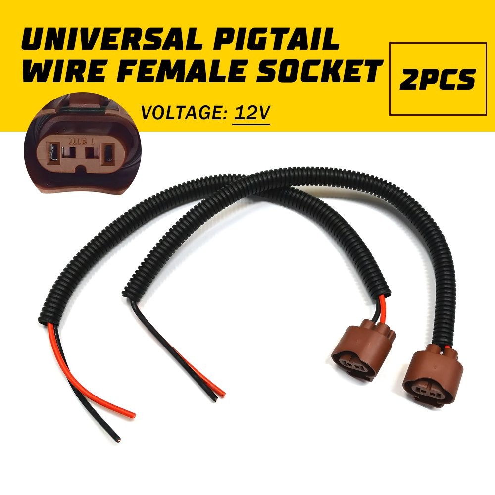Extension Wire Female U Pigtail 9006 HB4 Two Harness Fog Light Replacement Plug