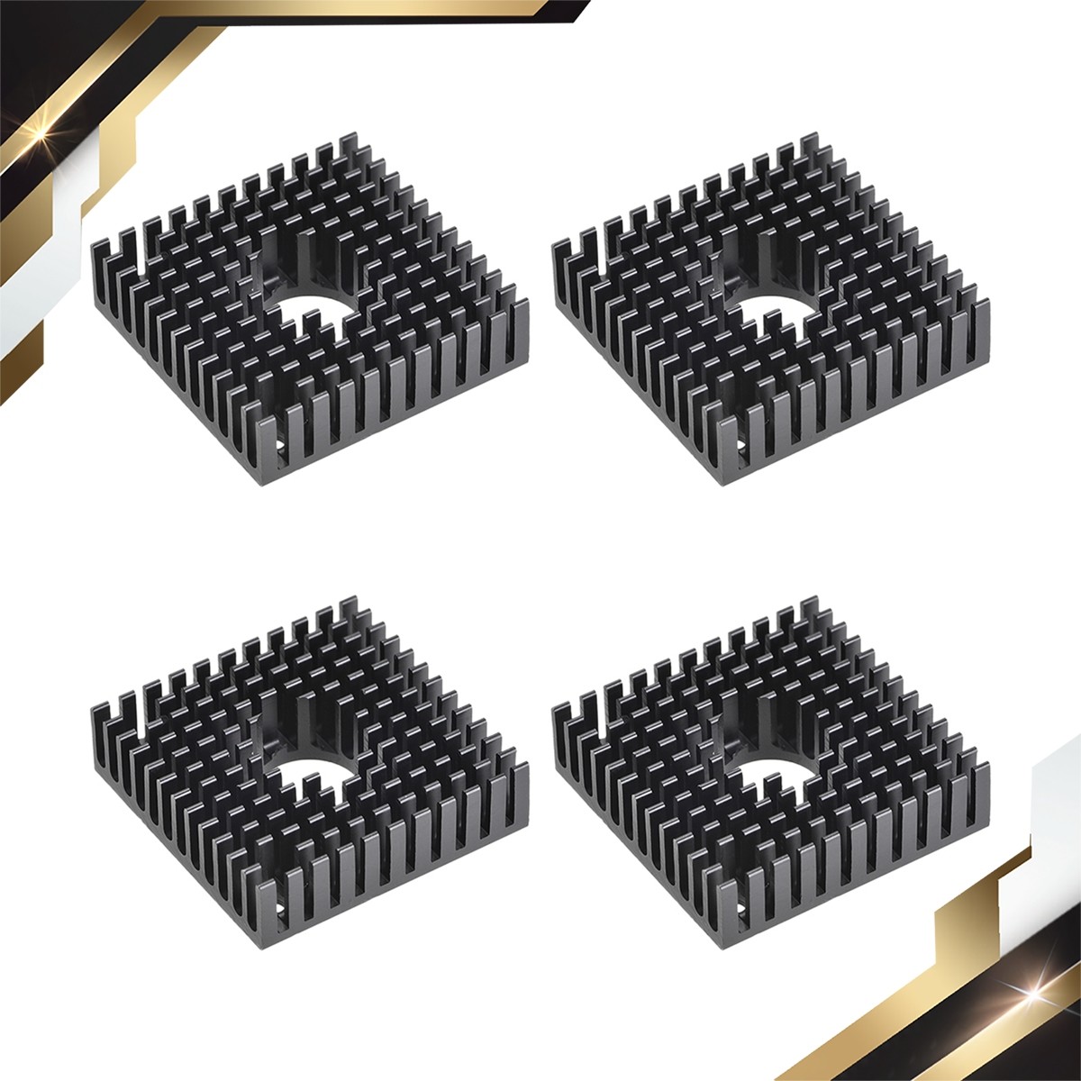 4 x Heatsink with Hole for Stepper Motor,3D Printer 40x40x11mm Black