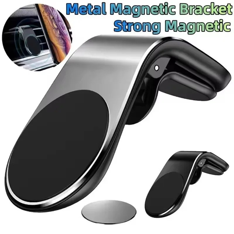 L-Clip Magnetic In Car Phone Holder for Air Vent Mount Stand IPhone Android
