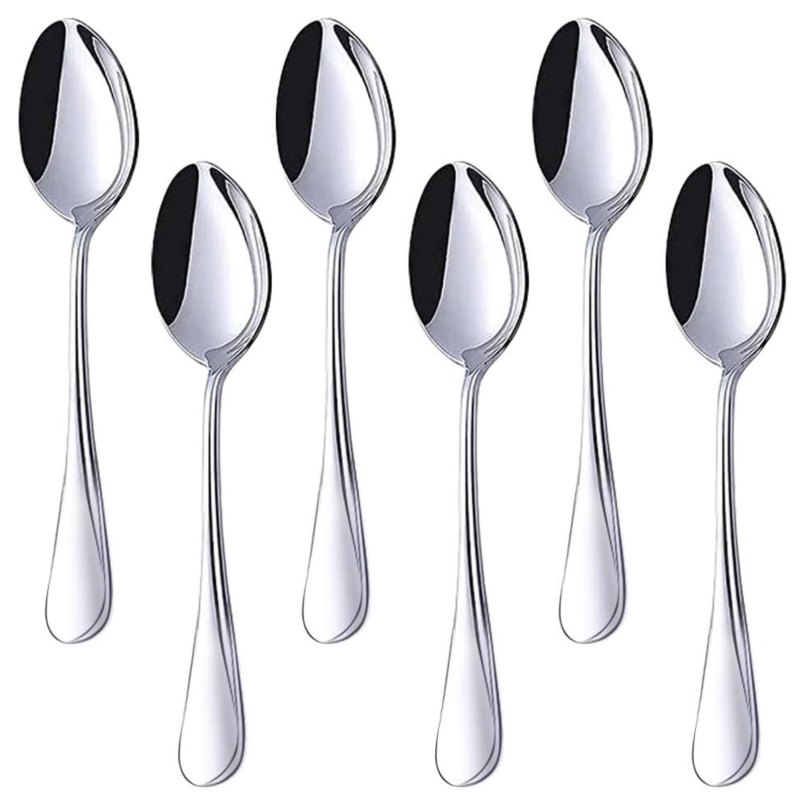 Dinner Spoon Set Of 6 Large Teaspoons 6.7 Inches Stainless Steel Metal Spoons De