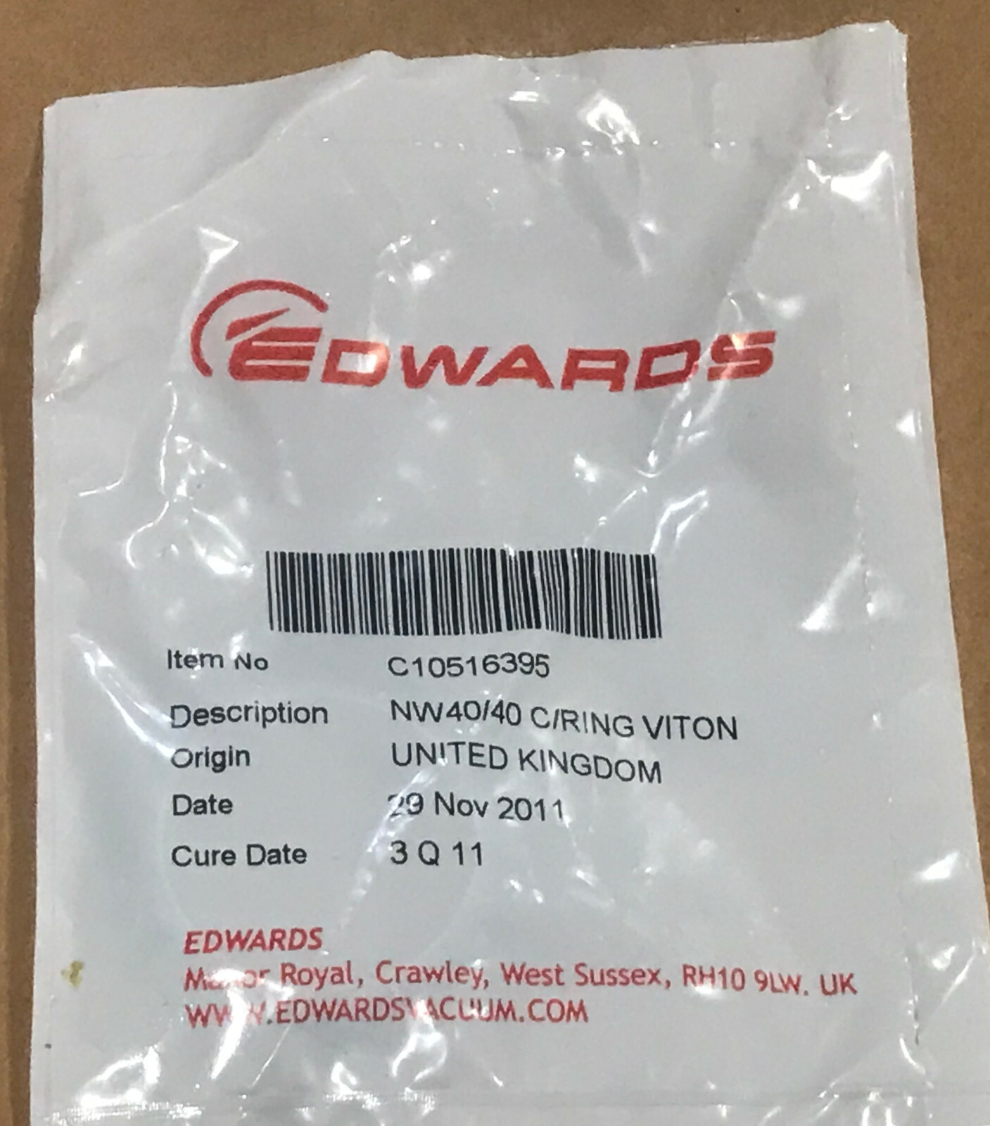 Edwards C10516395 Centring Ring, Stainless Steel/Viton, NW40/40