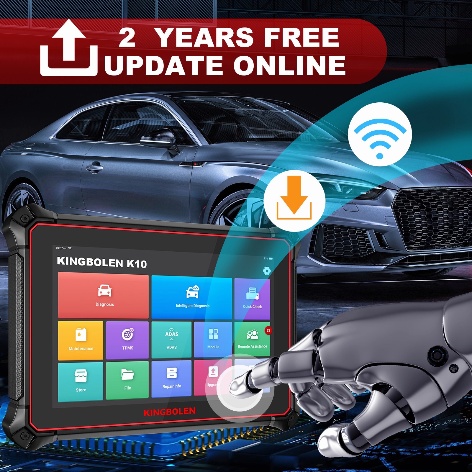 KINGBOLEN K10 10" OBD2 Scanner All System Bidirection Diagnostic Tool ECU Coding