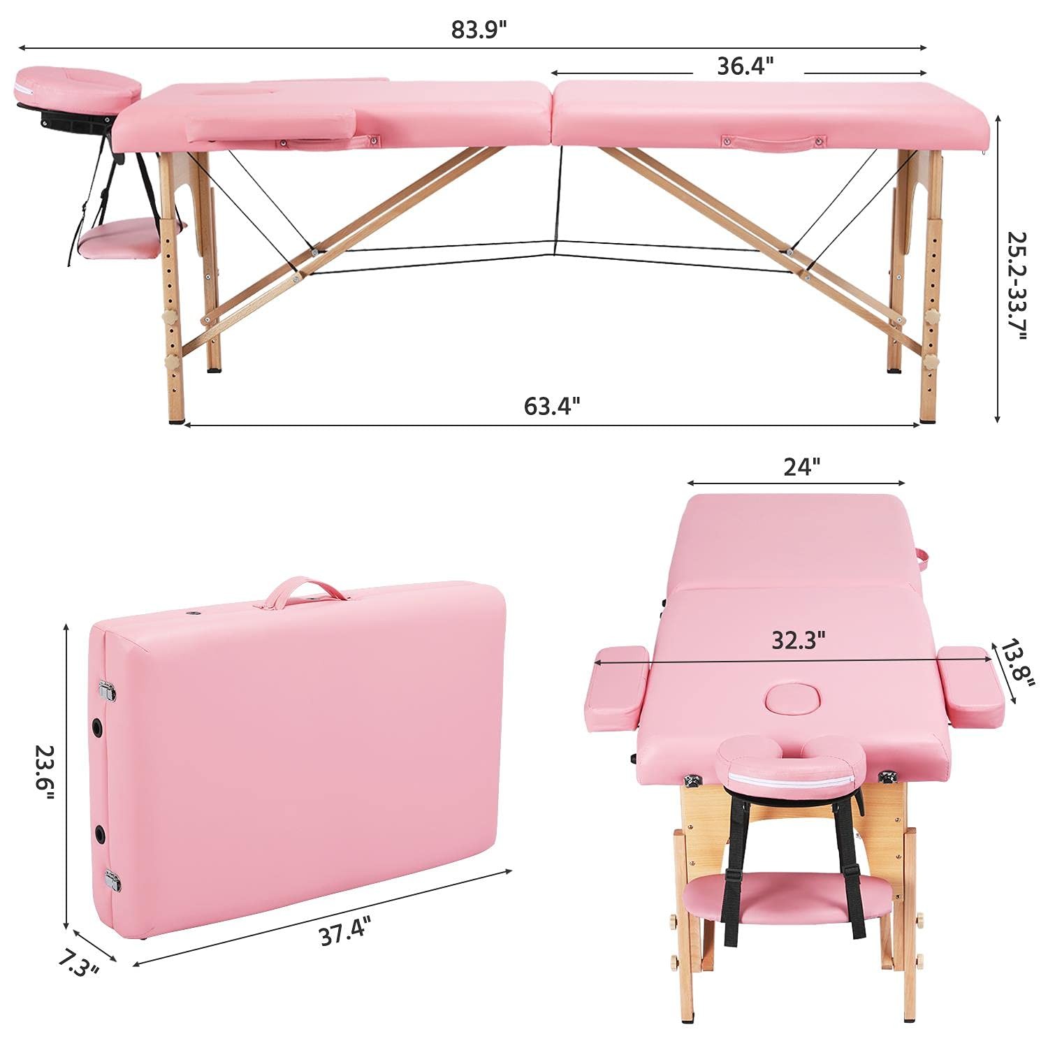 Portable Massage Table Massage Bed Spa Bed Therapy Table Height Adjustable Bed