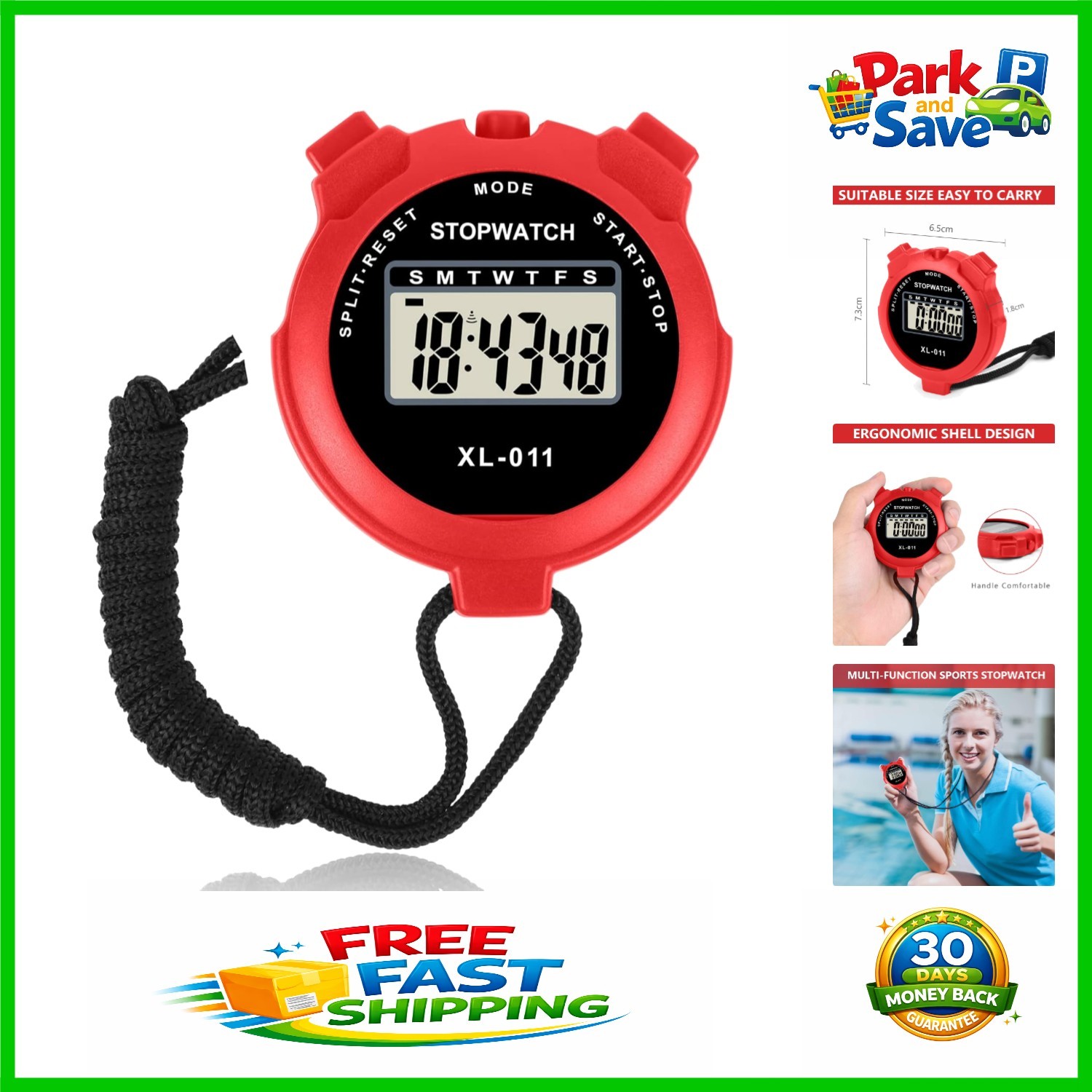 Digital Sport Timer with Large Display & Single Lap Split - Perfect for Coaches
