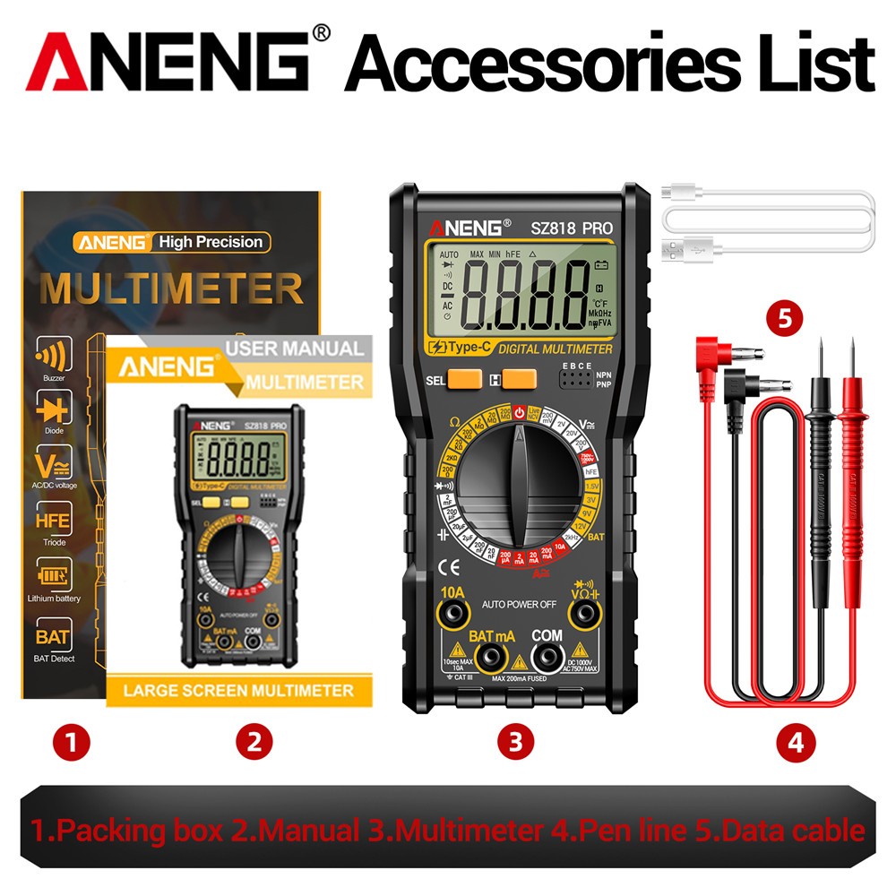 New Digital Multimeter Voltmeter AC DC Volt Meter Ohmmeter Auto Range Tester