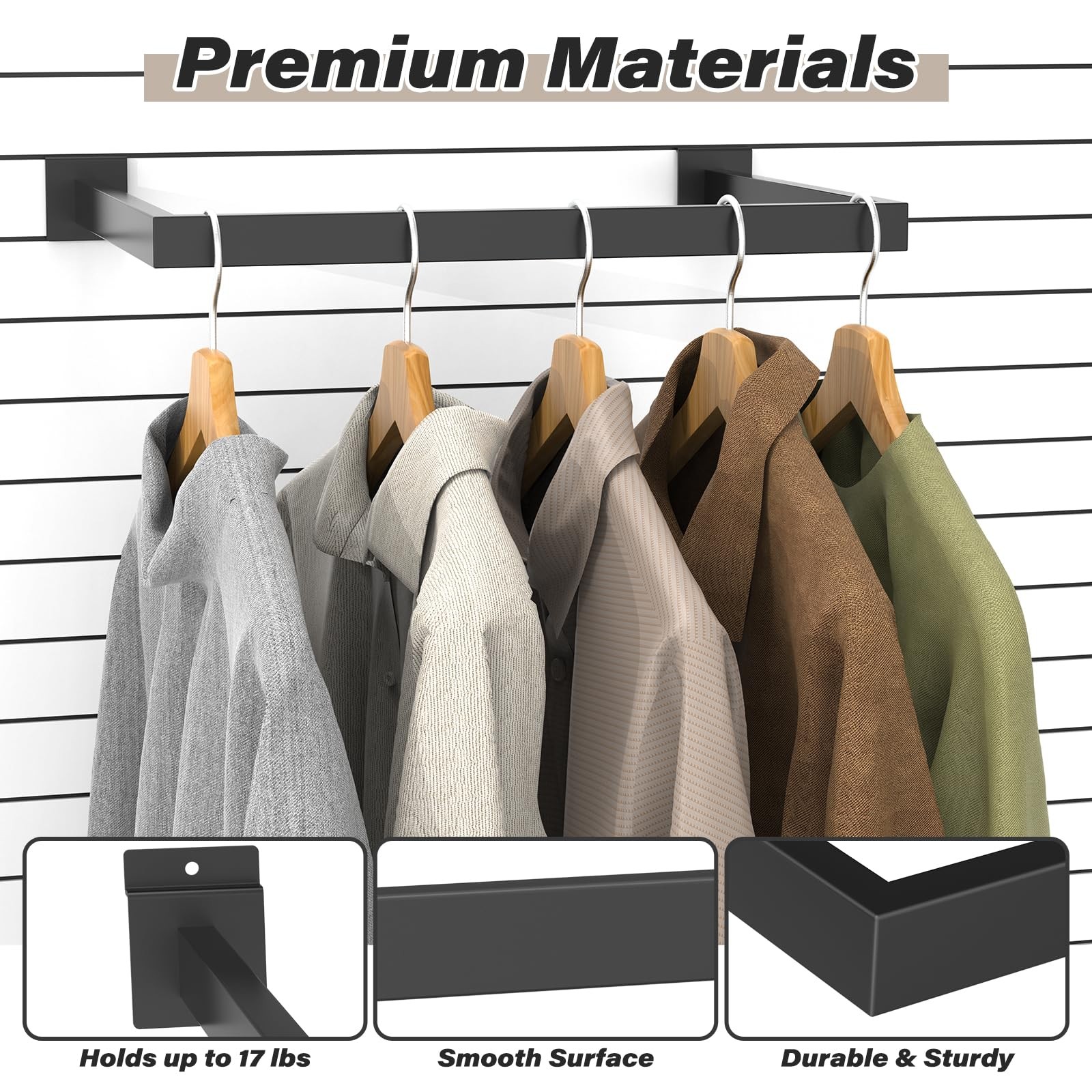 4-Pack U-Shaped Slatwall Hangrail Tubing - 16x12 Inch Rectangular Display