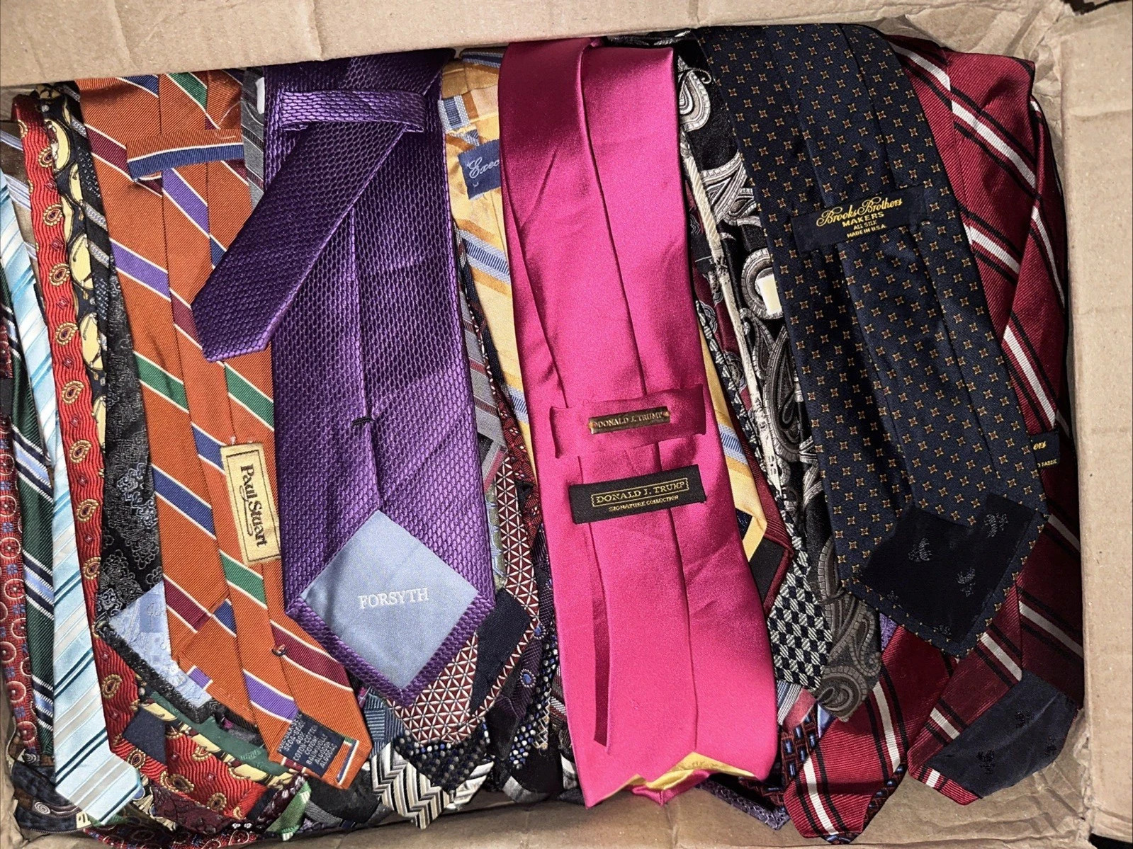 LOT OF 100 Mens Silk Neckties Lot Designer Stripe Geometric Wear Craft Quilt