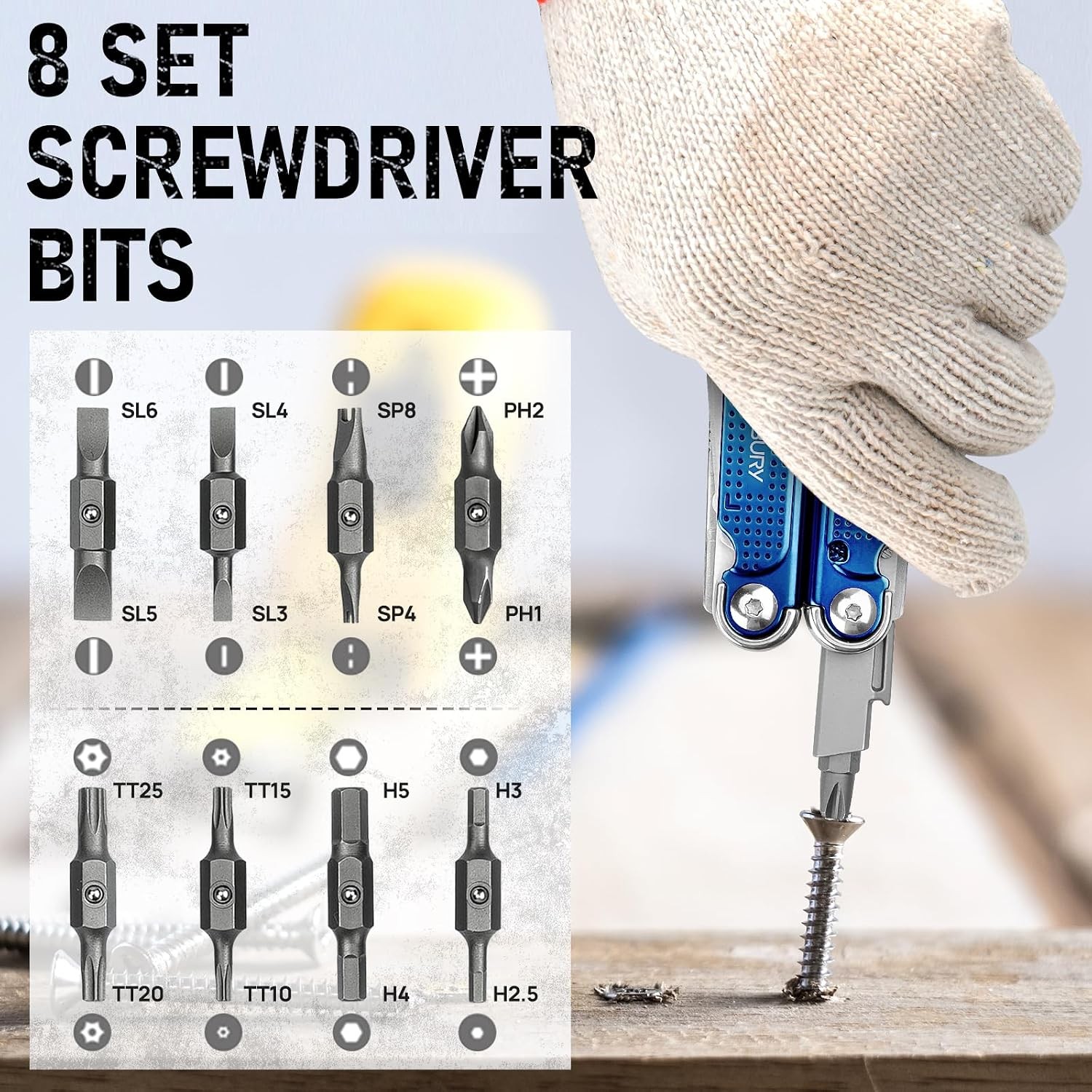 Multitool Pliers BI2049BL with Blue Titanium Handle, EDC Multi Tool