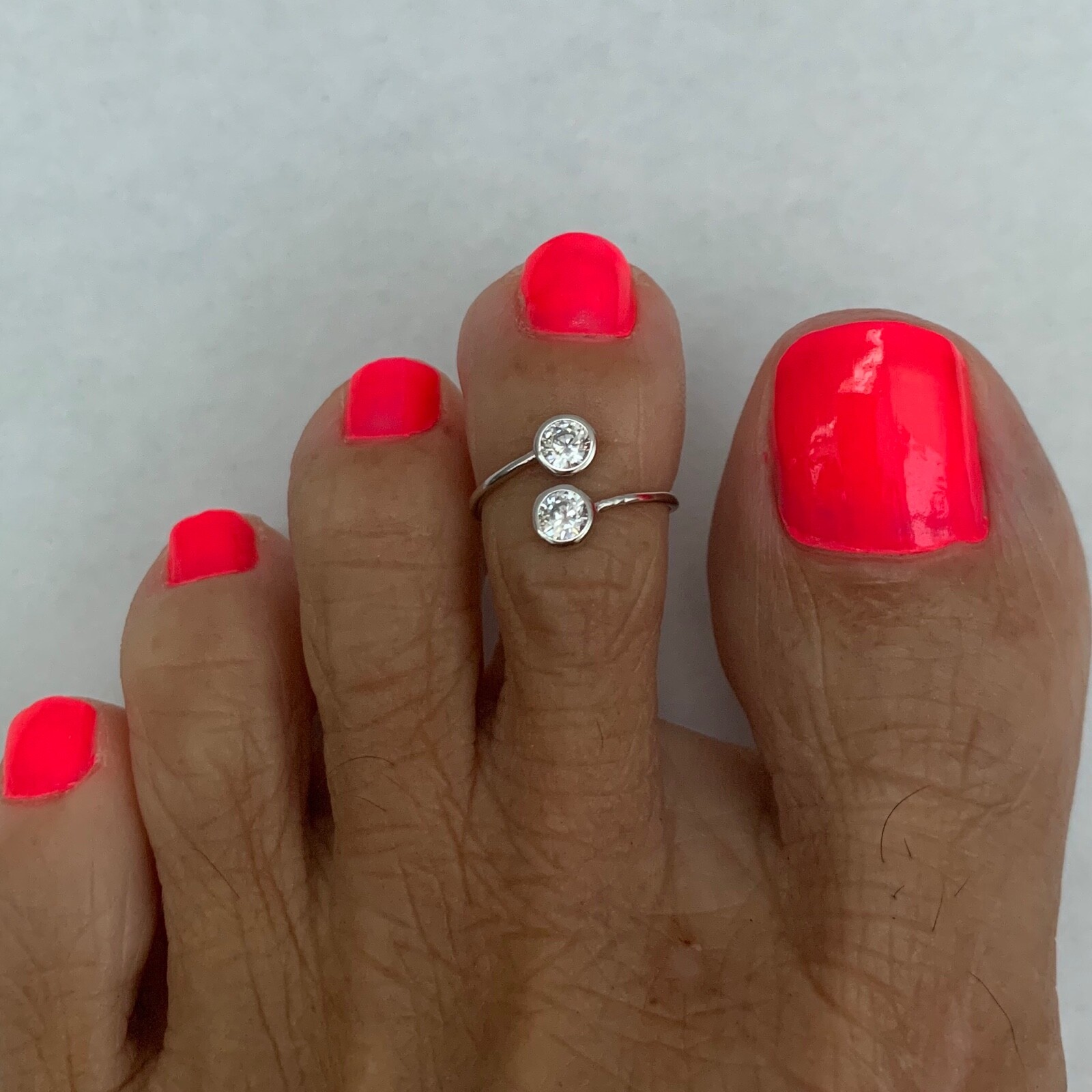 Sterling Silver Round CZ Toe Ring, Silver Ring, CZ Ring