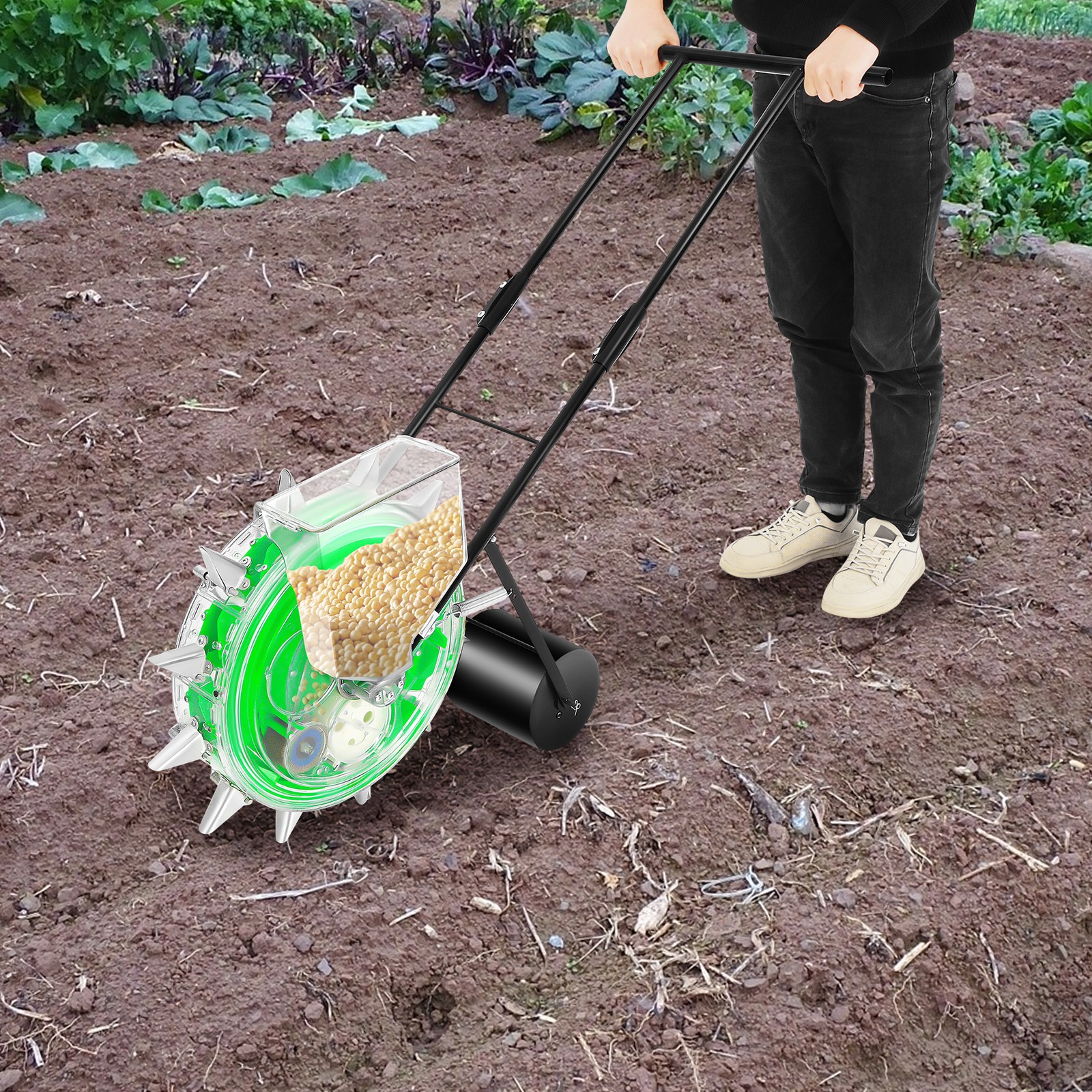 Seeder Machine Manual Hand Push Roller Soy Corn Carousel Precision Seeding Tool