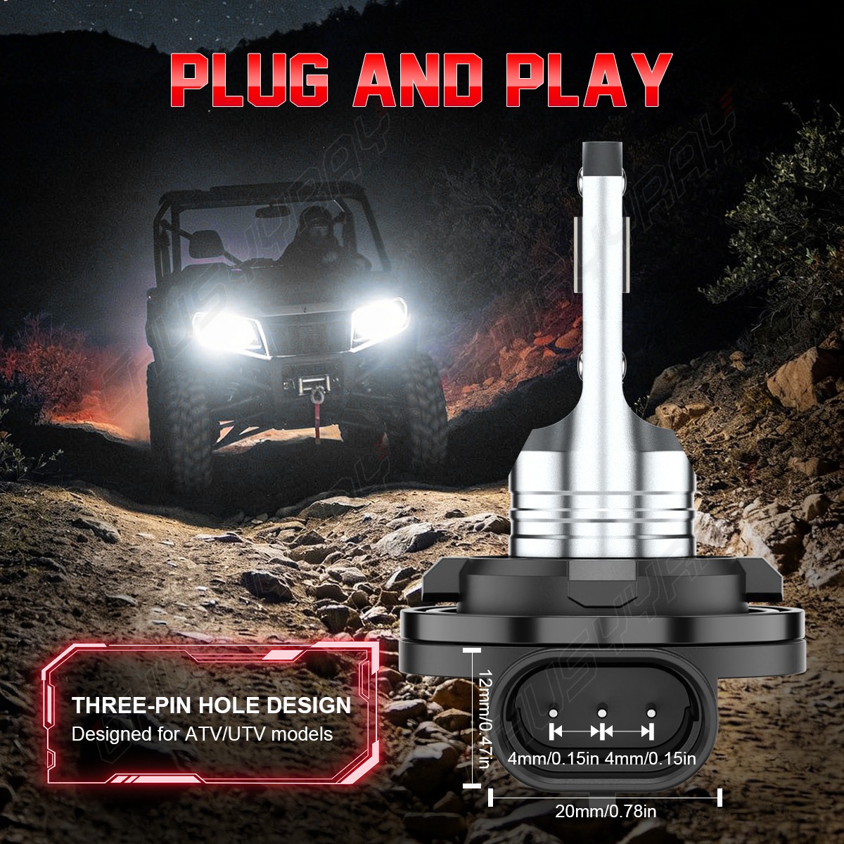 92069-7501 LED Headlight Bulbs For Polaris ATV XPEDITION 325 - 2001-2002