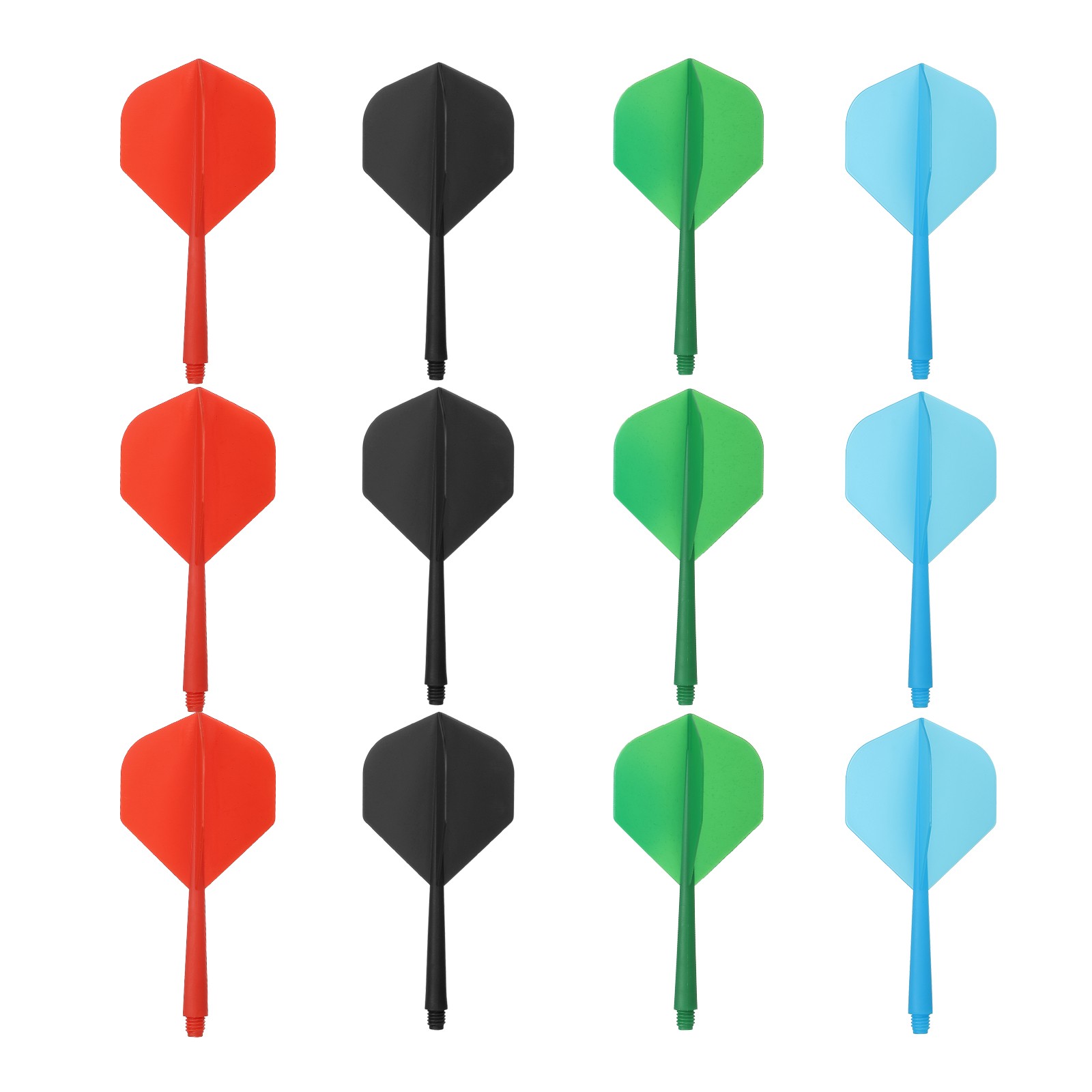 3Pcs 2BA Plastic Integrated Dart Shaft and Flights Standard Shape, 4 Colors