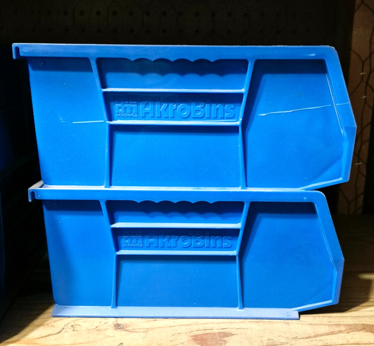 6 BOXES Medium Blue Plastic Stackable Storage Bins Boxes L11" x H5" x W5.5"!!!