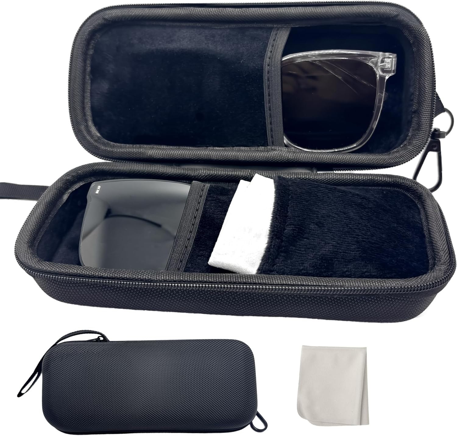 Large Double Eyeglasses Case, Shockproof Hard EVA Shell Dual Sunglasses Organize