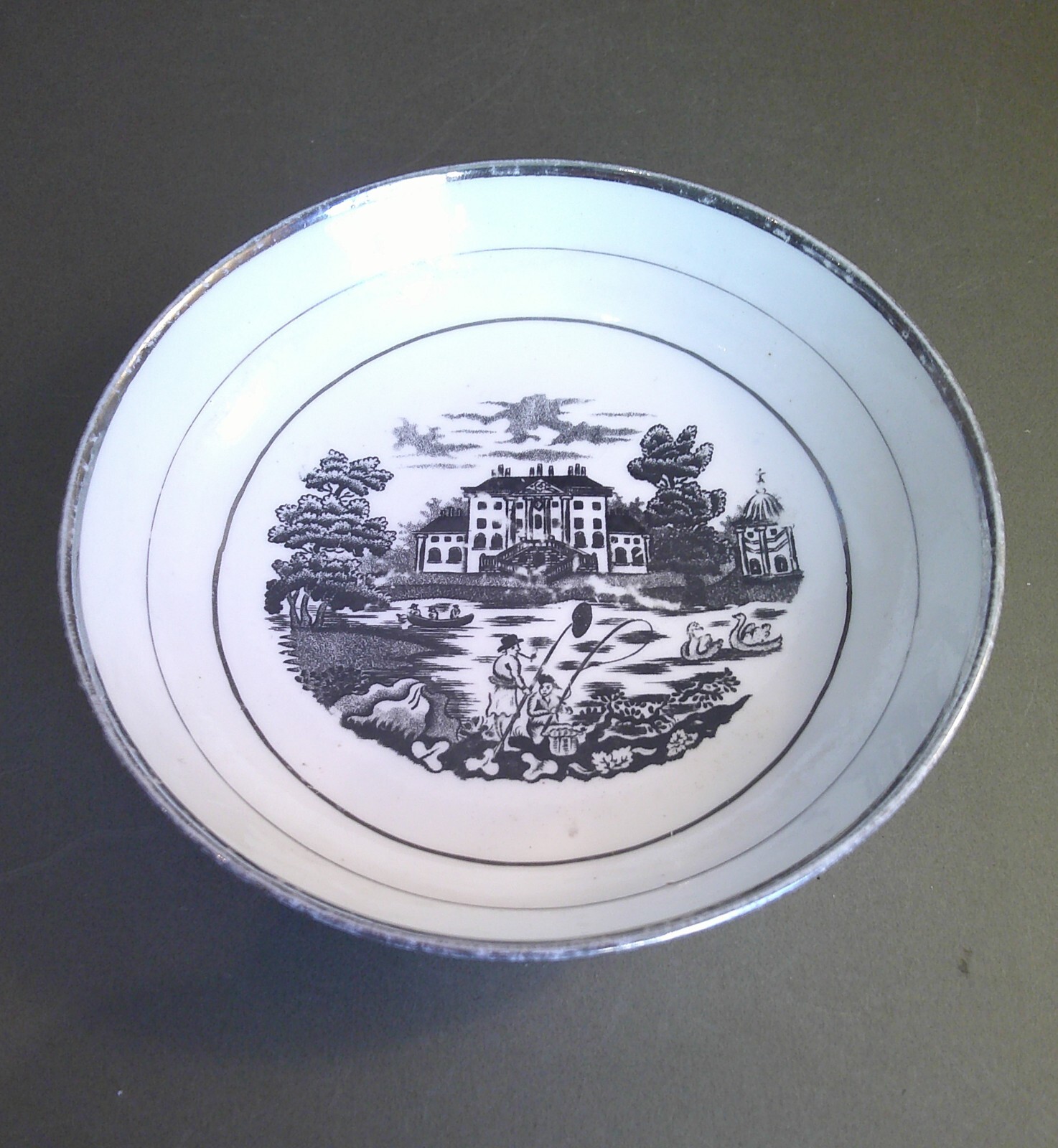 Antique Bat Print Cups and Saucers X 2 . Ref 2bp
