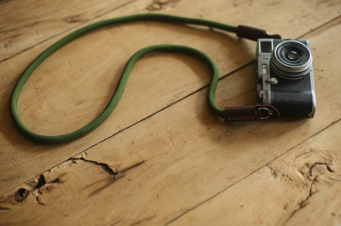 Army green climbing rope 10mm handmade camera strap