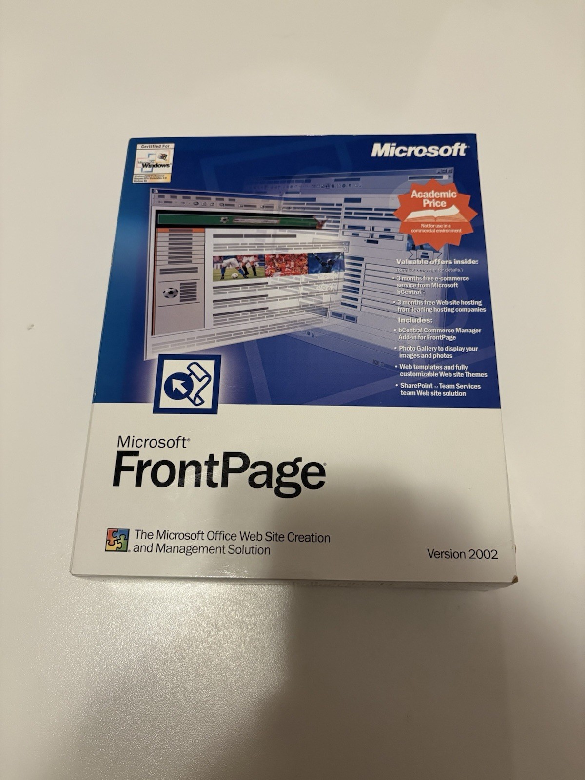 Microsoft FrontPage Version 2002, Windows 98