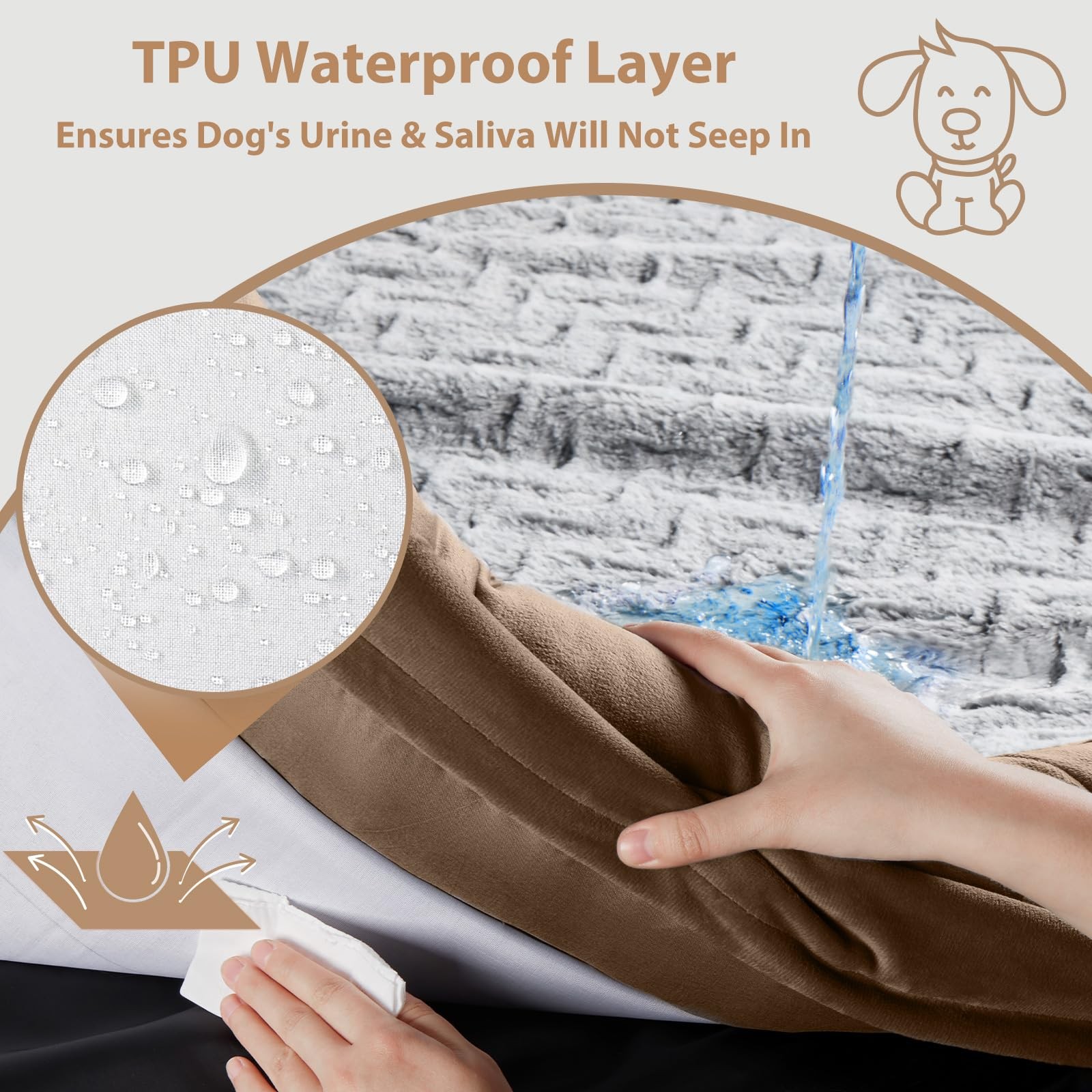 WNPETHOME XL Orthopedic Dog Bed, Washable, Waterproof Cover, Bolster Sides