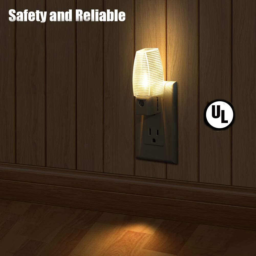 2Pcs Sensor Wall Plug in Night Lights Warm White Nite Light Dusk to Dawn Sensor