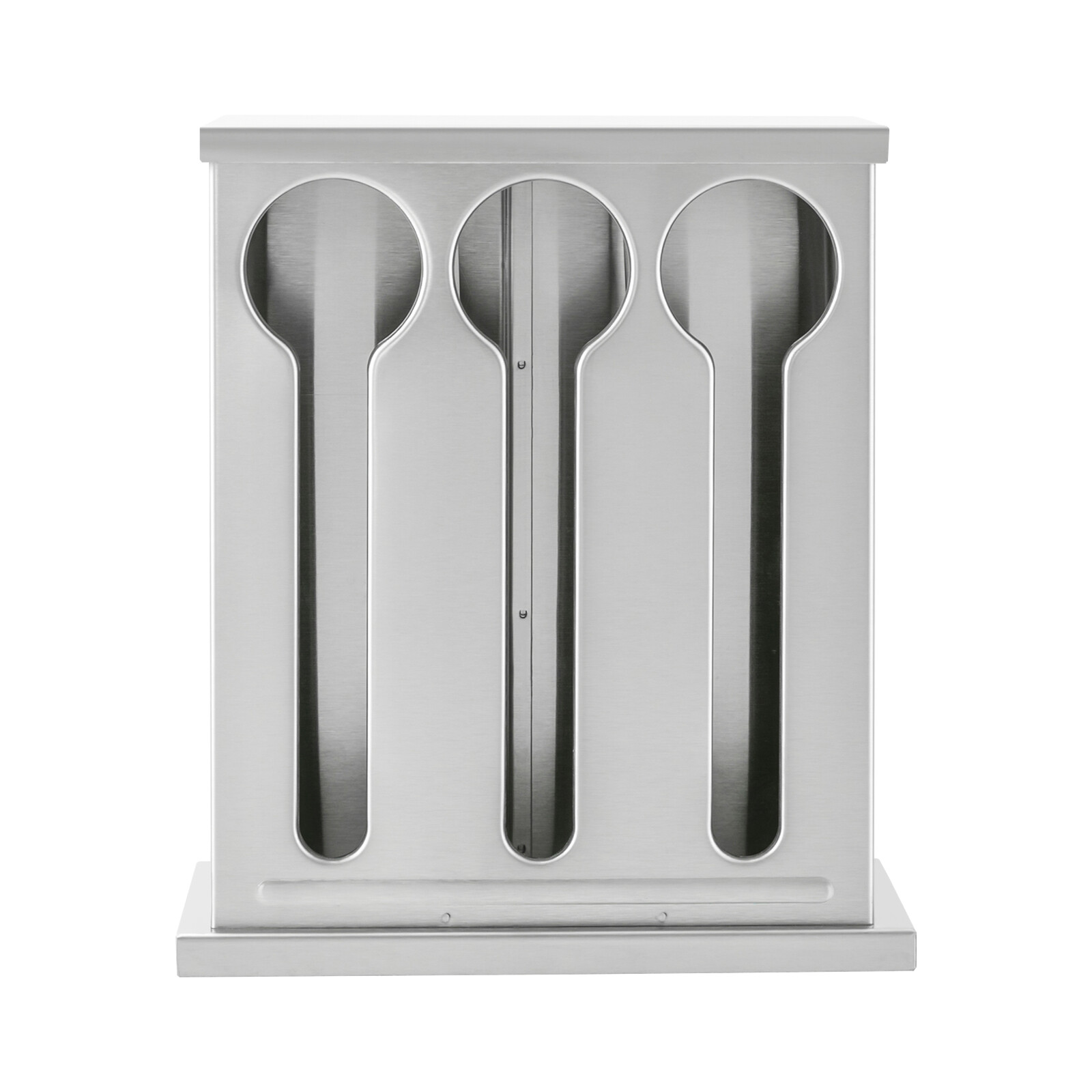 Stainless Steel 3-Compartment Utensil Dispenser for Forks and Spoons