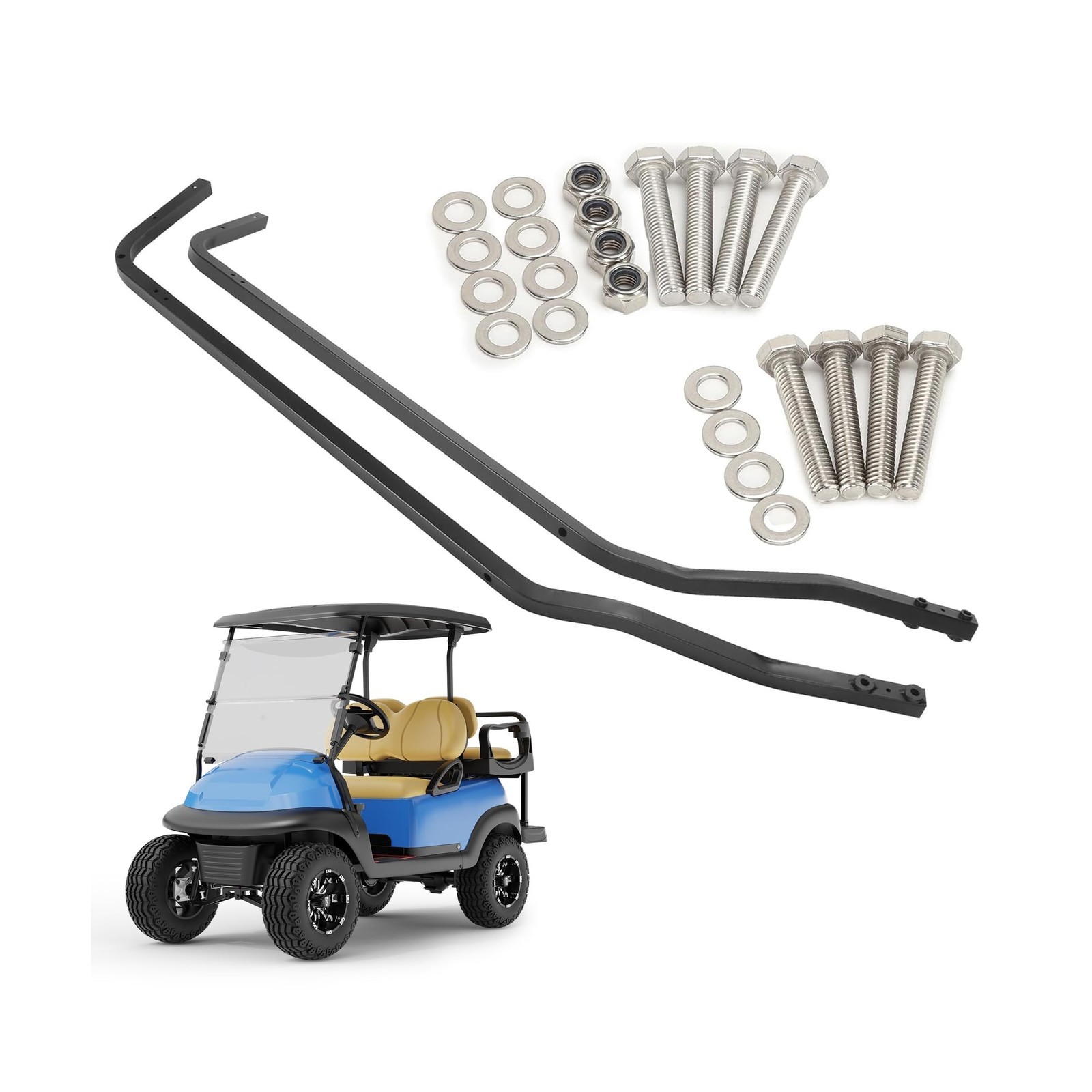 10L0L Golf Cart Front Roof Strut Brackets for Club Car Precedent with Steel S...