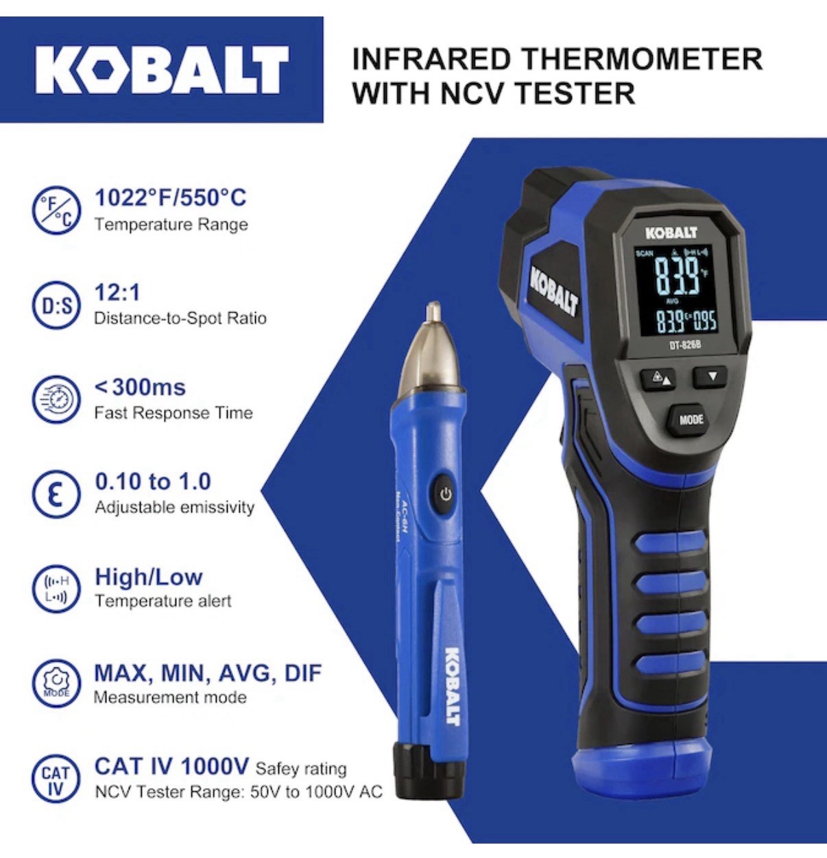 Kobalt Infared Thermometer With NCV Tester #5995673