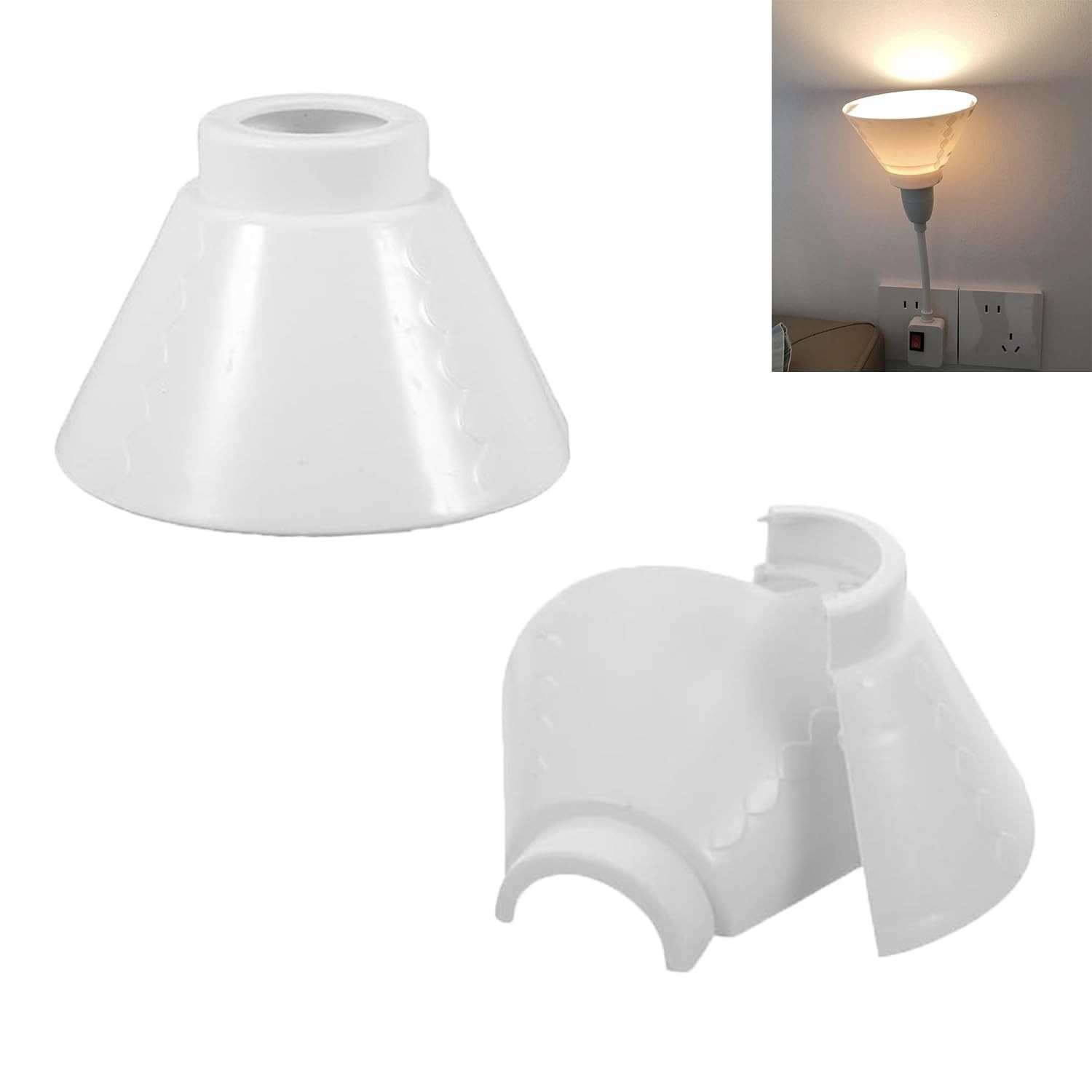 2 Pack Plug in Light Socket Lampshades Outlet to Socket Adapter Shade Table L...