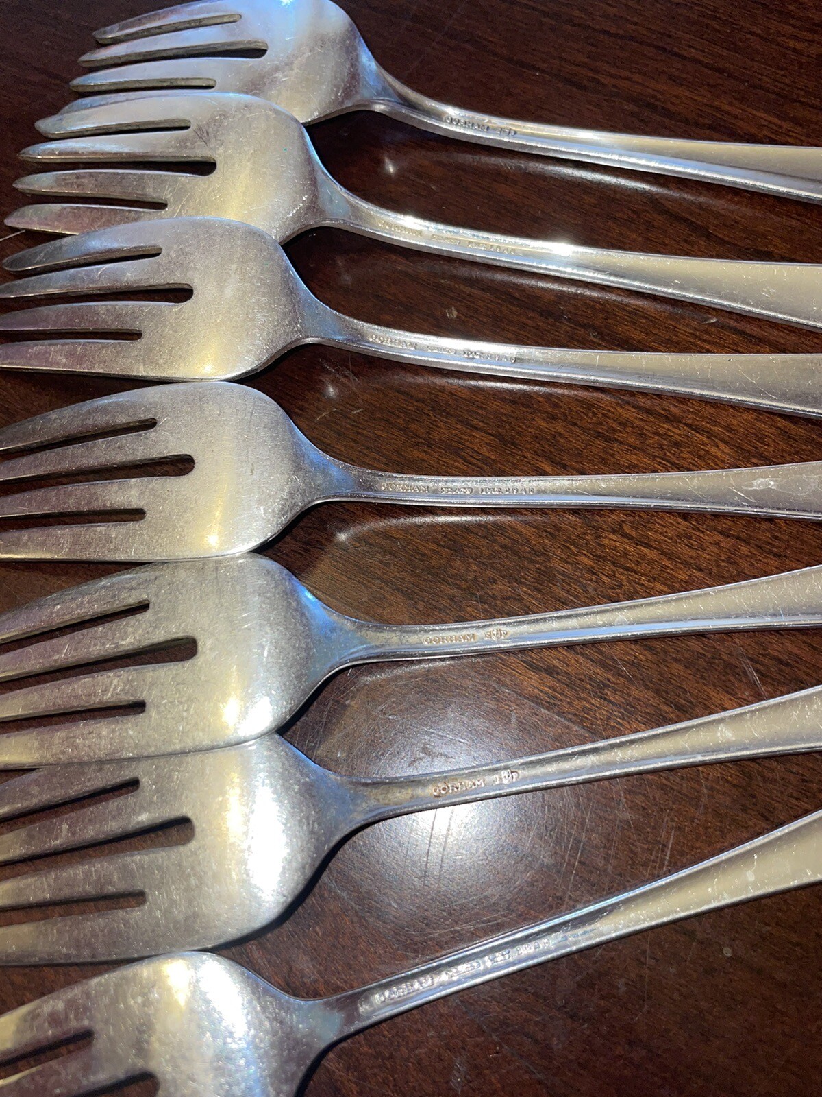 7 Gorham Invitation Silverplate Flatware Salad Forks 6-1/2”