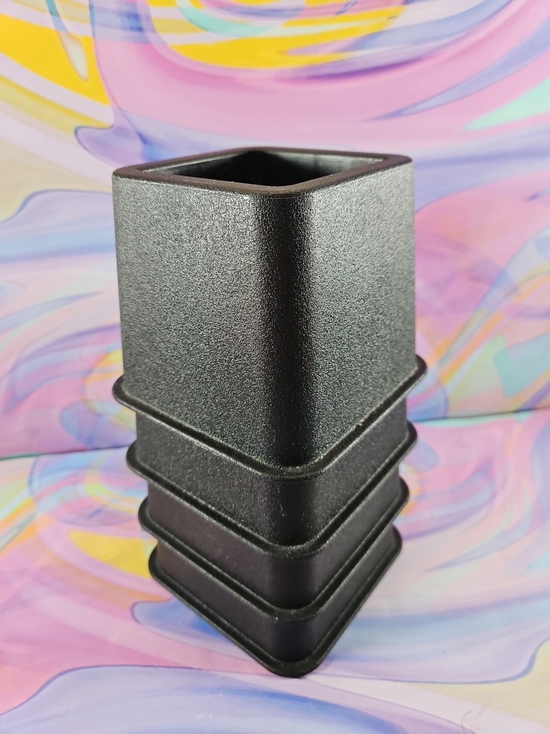 Set of 4 (4 Inch) Bed/Furniture Risers, Square, Black 4'' H/4.75'' W