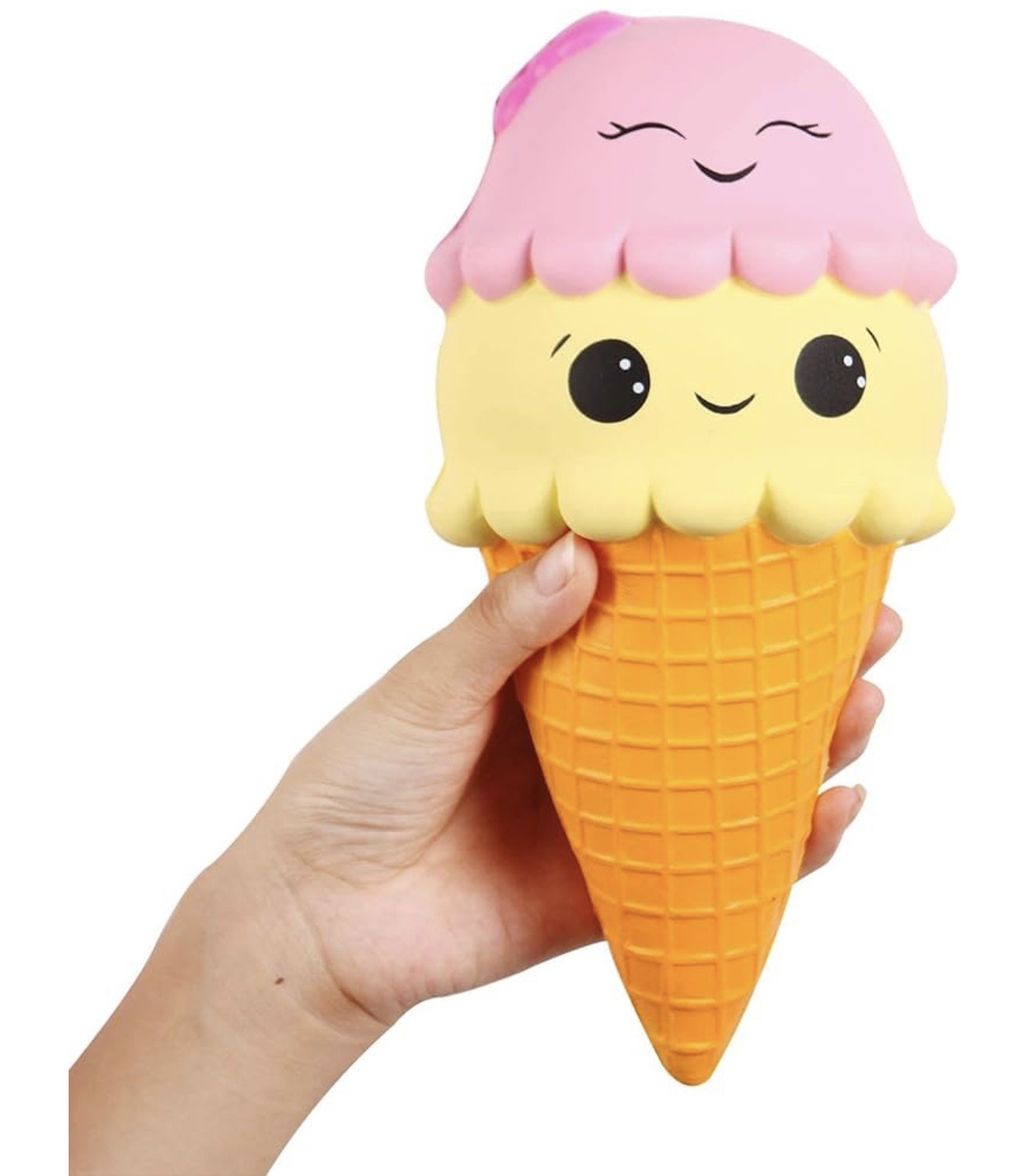 Sunny Squishy Pink and Yellow Ice Cream Food Toy Squishie Slow Rising Jumbo 9”