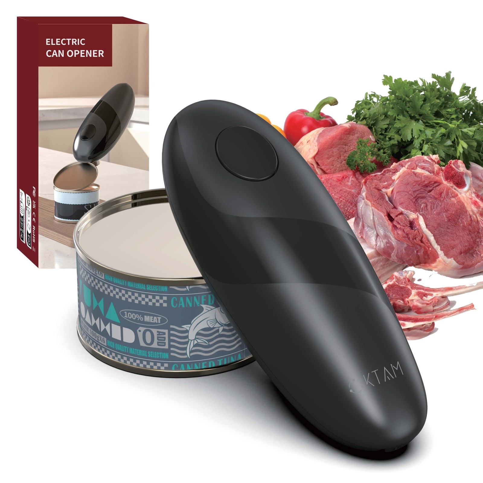 Automatic Can Opener for All Sizes Smooth Edge Small Standart, Black