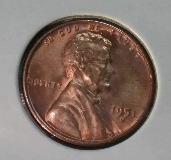 1951 Lincoln Wheat Cent  D - Uncirculated  - SPOTTED
