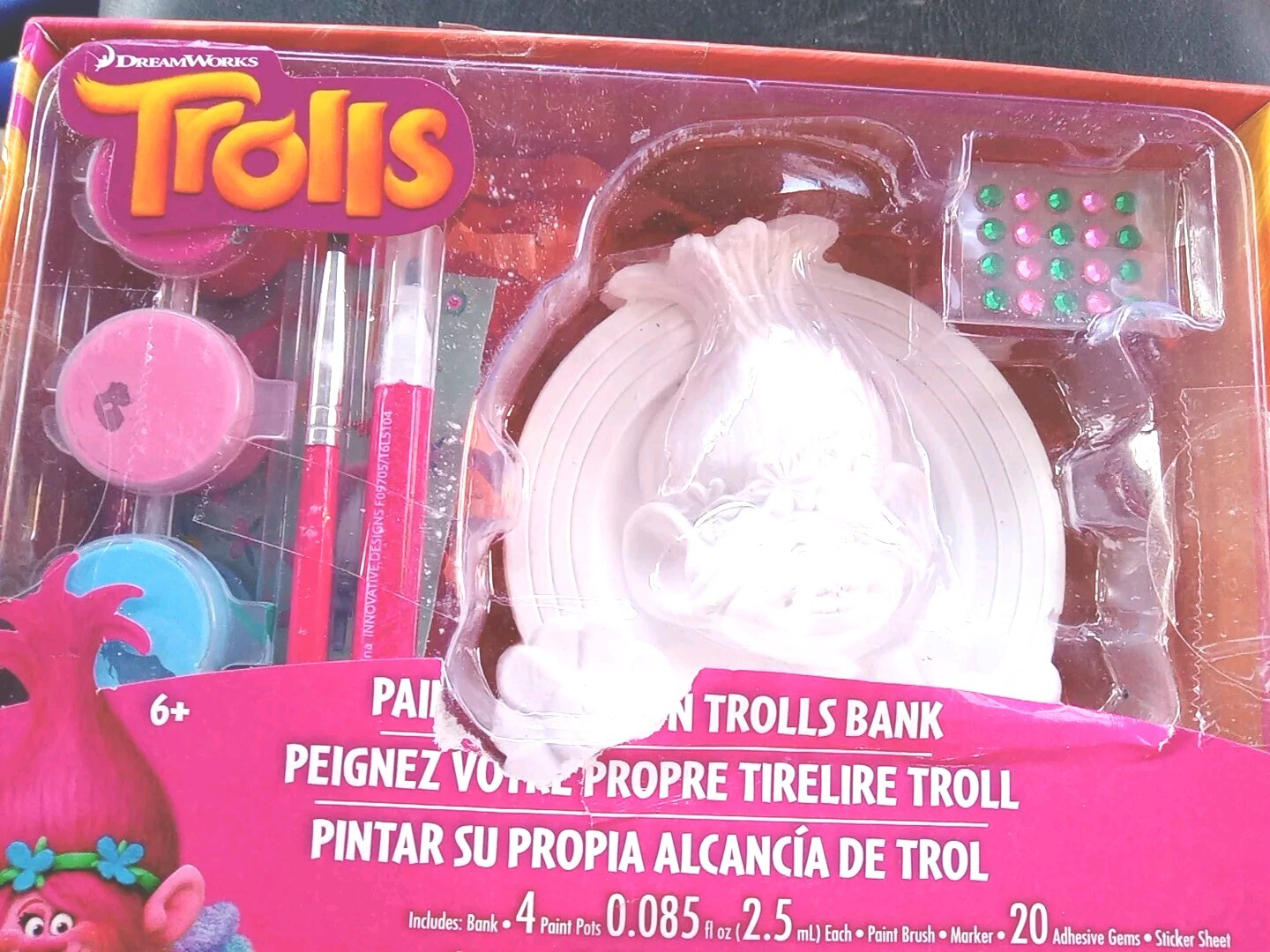 Dreamworks Trolls Paint Your Own Trolls Bank Kit New Slightly Damaged Box