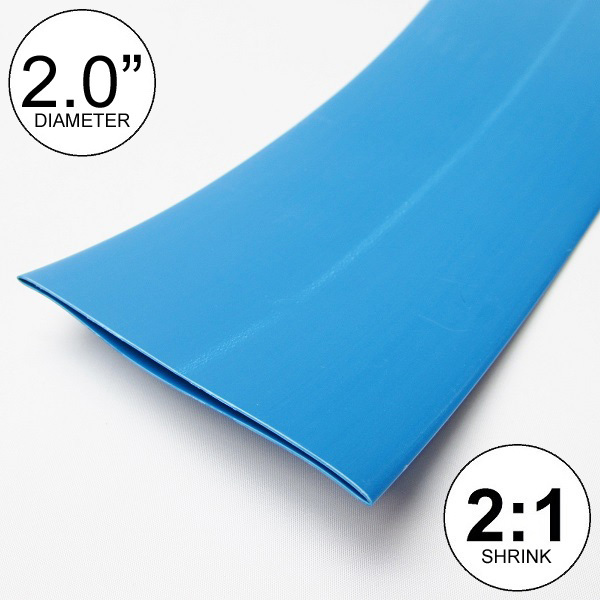 2" ID Blue Heat Shrink Tube 2:1 ratio 2.0" wrap (2x24"= 4 feet) inch/ft/to 50mm