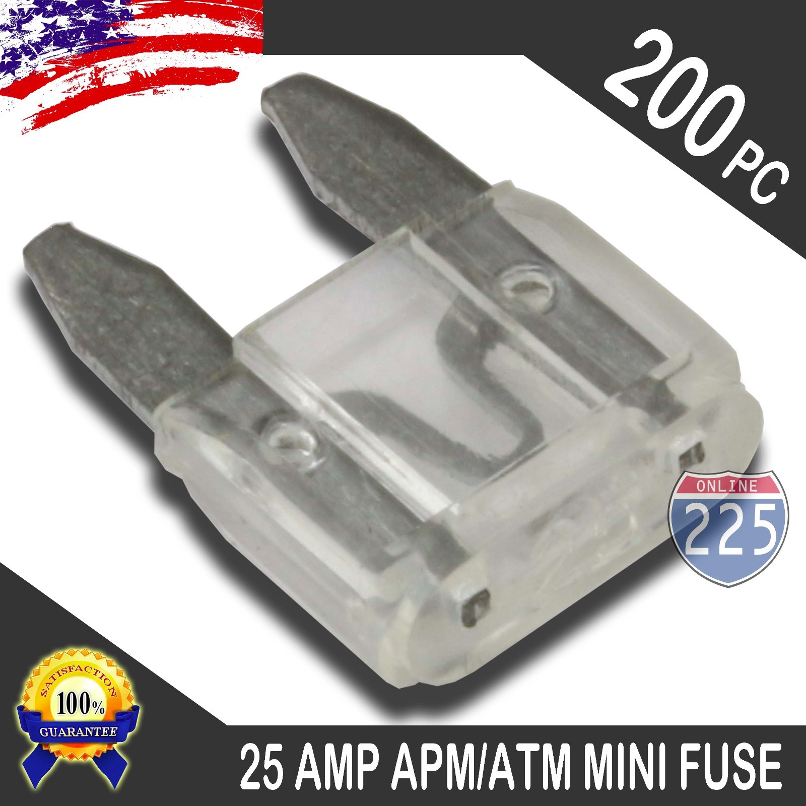 200 Pack 25A Mini Blade Style Fuses APM/ATM 32V Short Circuit Protection Fuse US