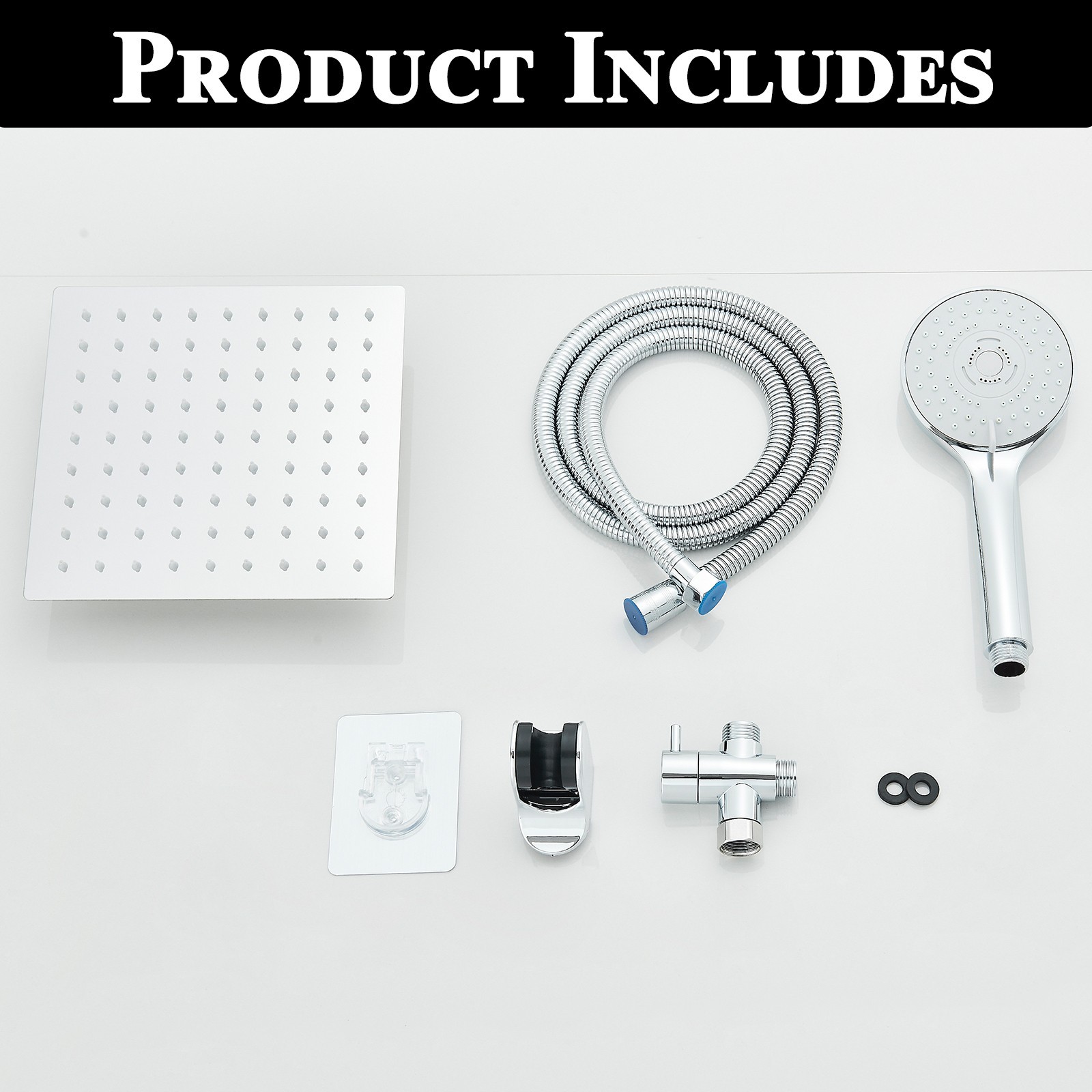 Chrome 8inch Rain Shower Head with Handheld Spray High Pressure Showerhead Combo