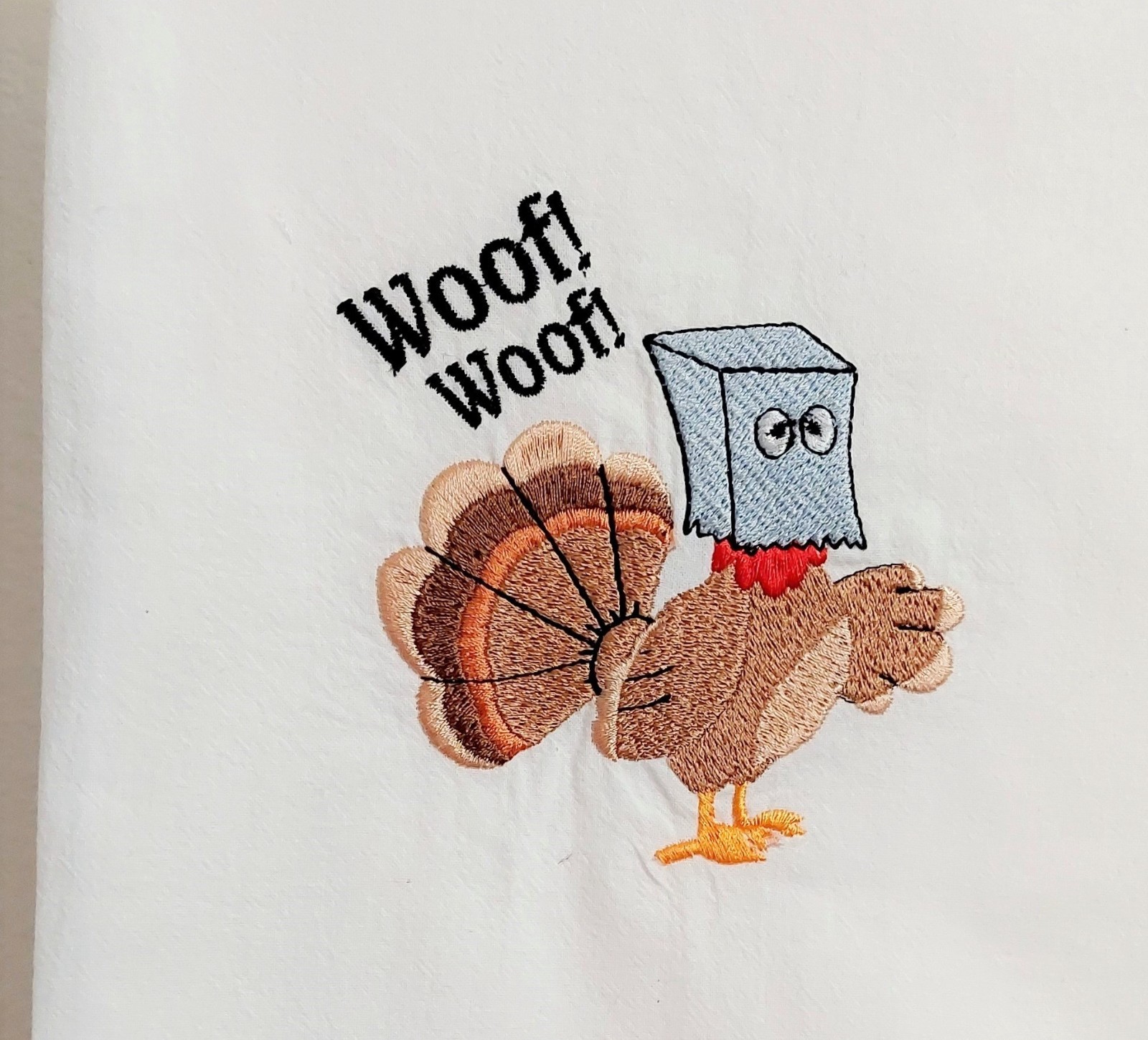 Thanksgiving Kitchen Towel - "Woof Woof"  Turkey