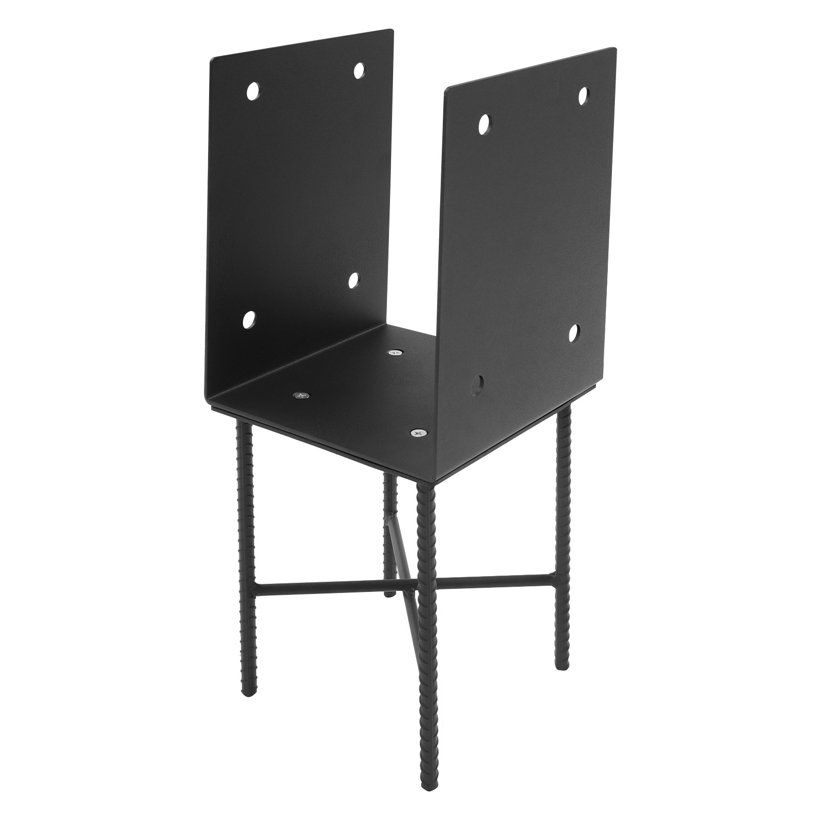 U-Shape Post Base Holder 7*7in Wet Concrete Fence Post Holder 2 Pack Black