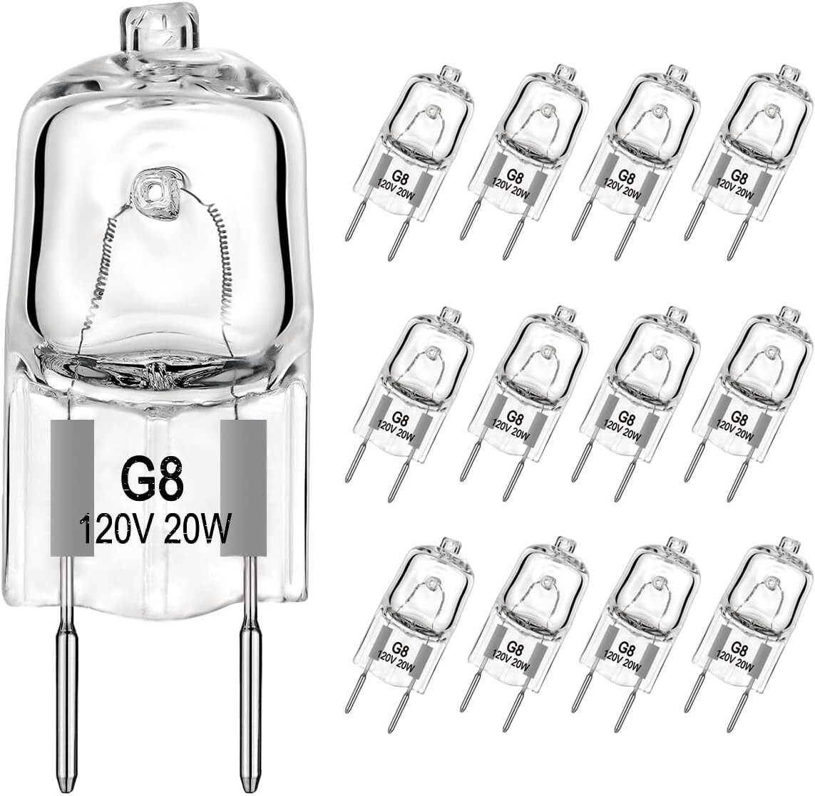 10 Pcs G8 Base JCD Type Light Bulb 120V 20W 20WATT Range Hood & More Replacement