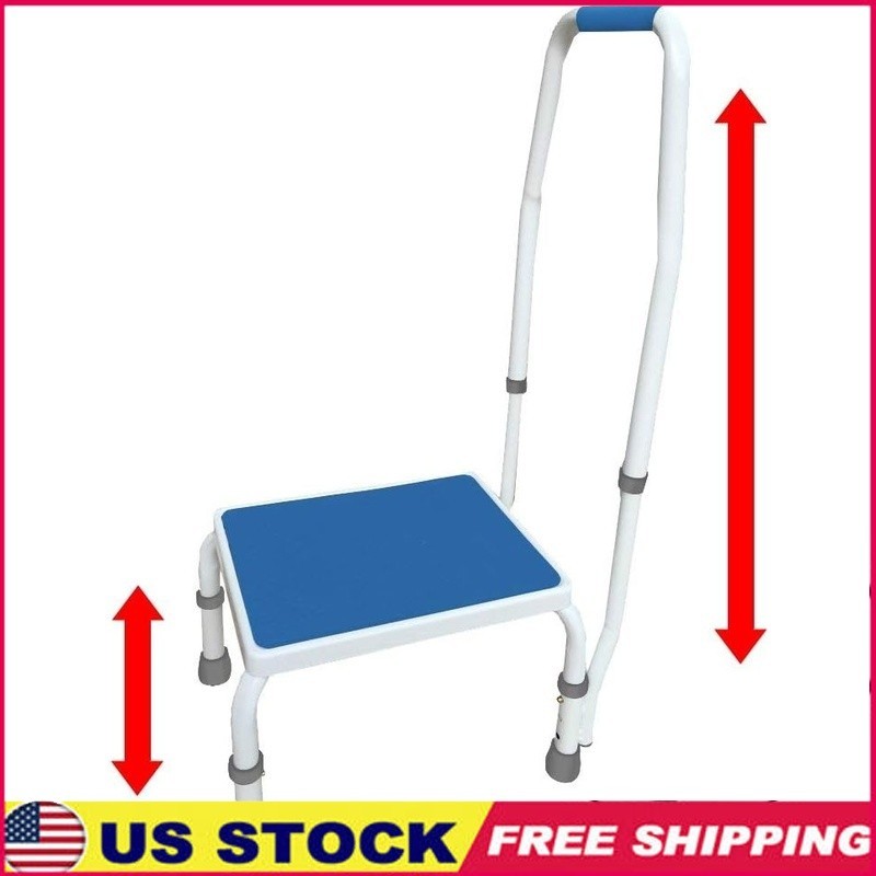 Height Adjustable Step Stool W/ Handle Non-Slip Foot Pads Safe Easy Use