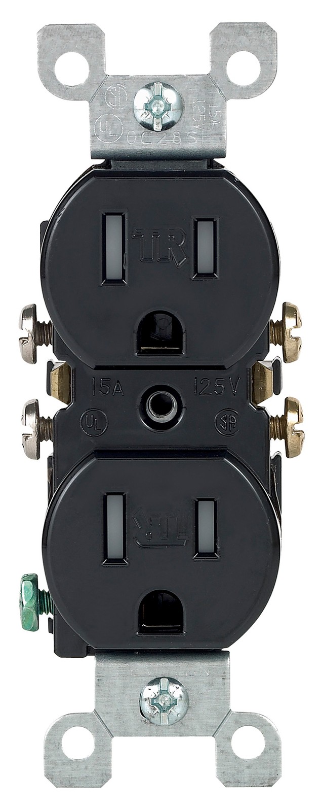 Leviton T5320-E 15A 125V 2-Pole Thermoplastic Duplex Black Tamper Resist Outlet