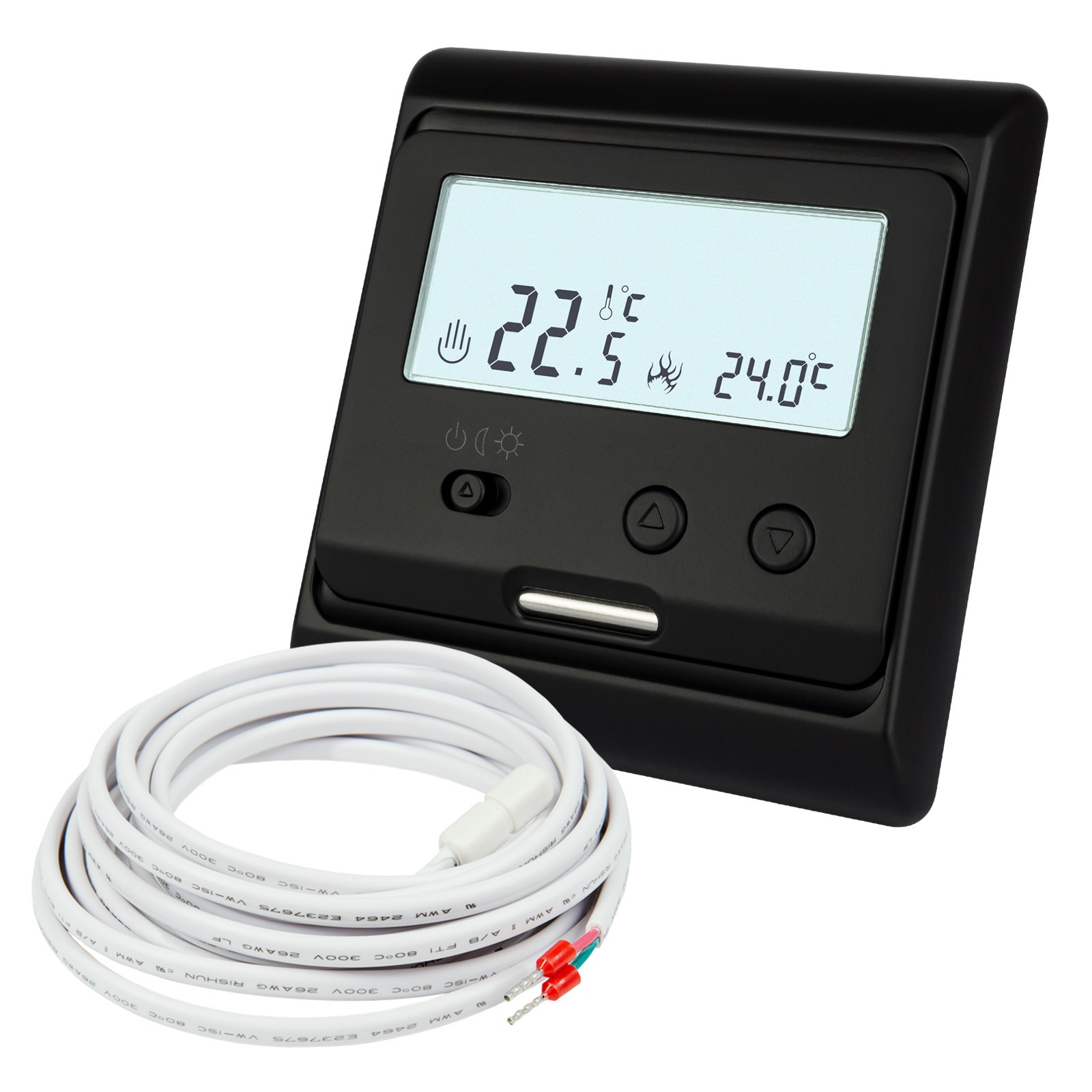12V 24V Thermostat Temperature Controller Black Caravan Underfloor Heating Motorhome