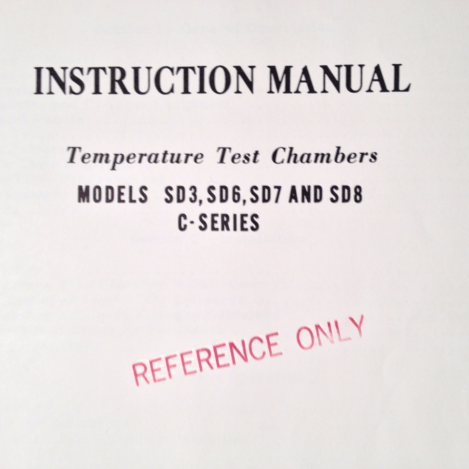 Statham SD3, SD6, SD7, SD8 C-Series Temperature Test Chambers Instruction Manual