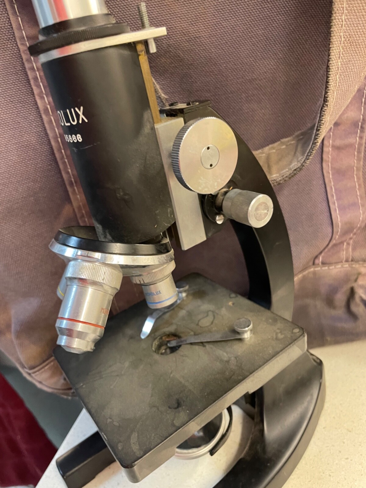 Monolux Microscope 3 lens, no 95866, everything intact, good condition
