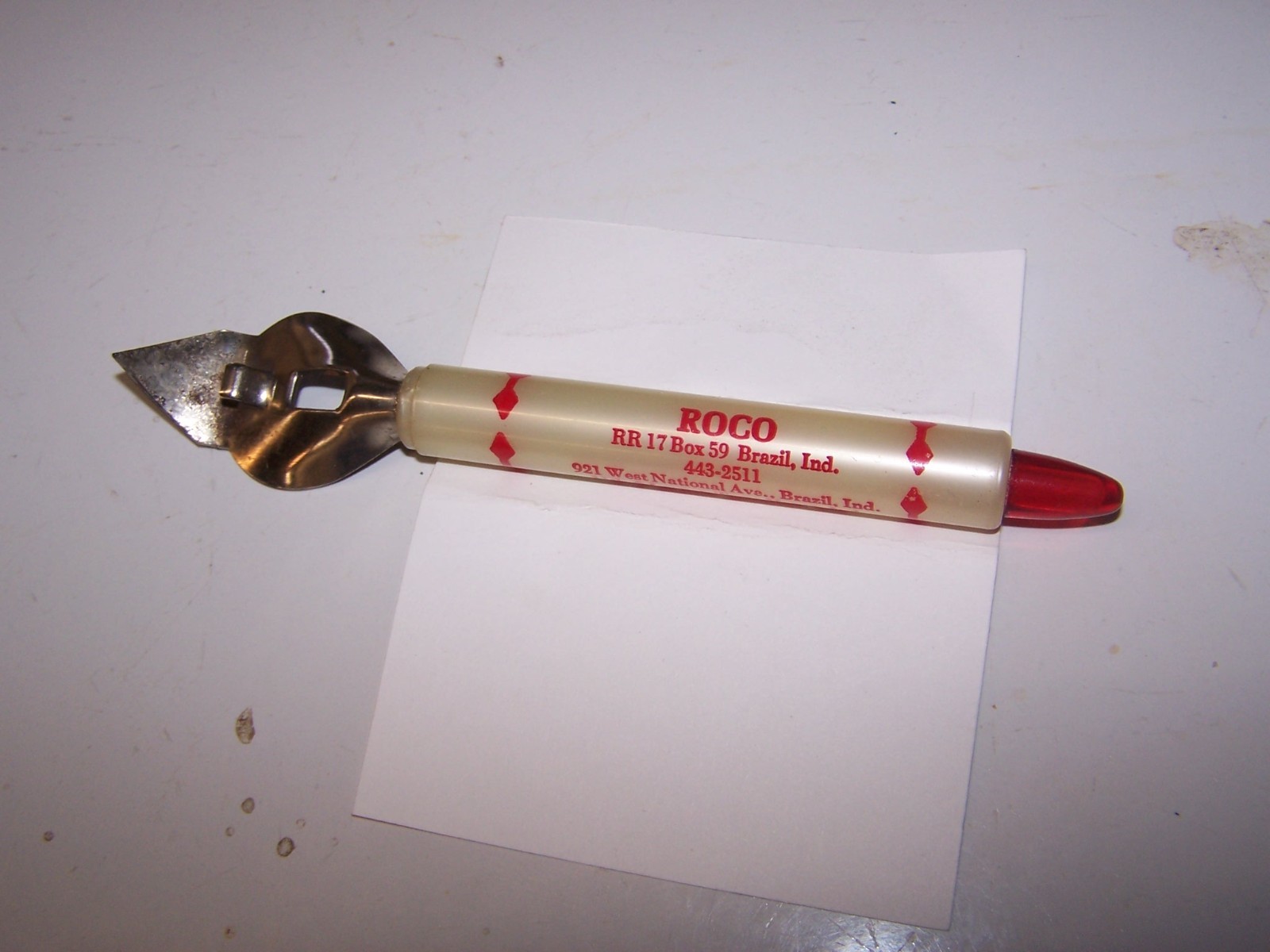 Vintage ROCO Bottle / Can Opener BRAZIL - HARMONY - TERRE HAUTE INDIANA