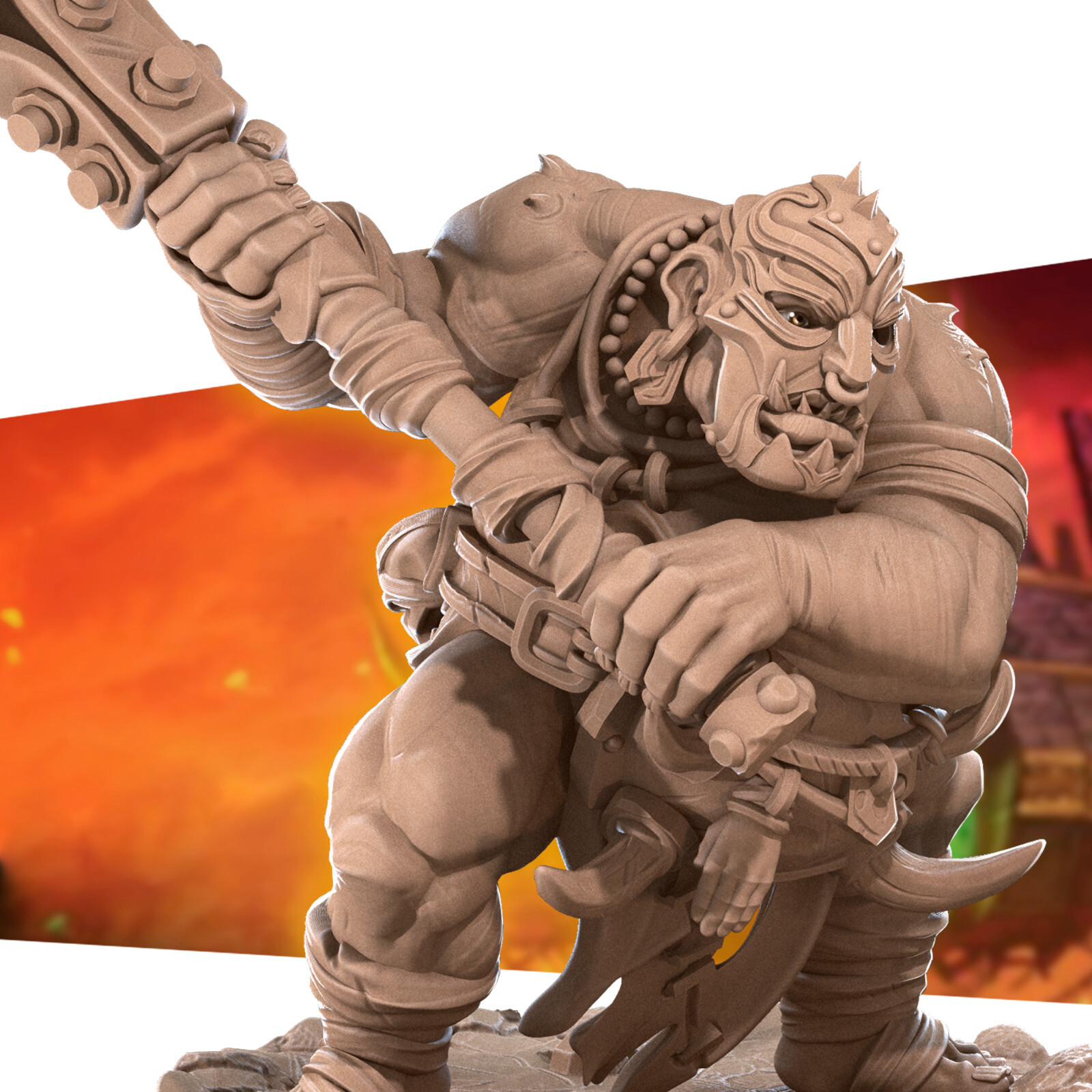 Ogre with Mask - Undead Gatekeeper - Bite the Bullet Fantasy D&D Miniature